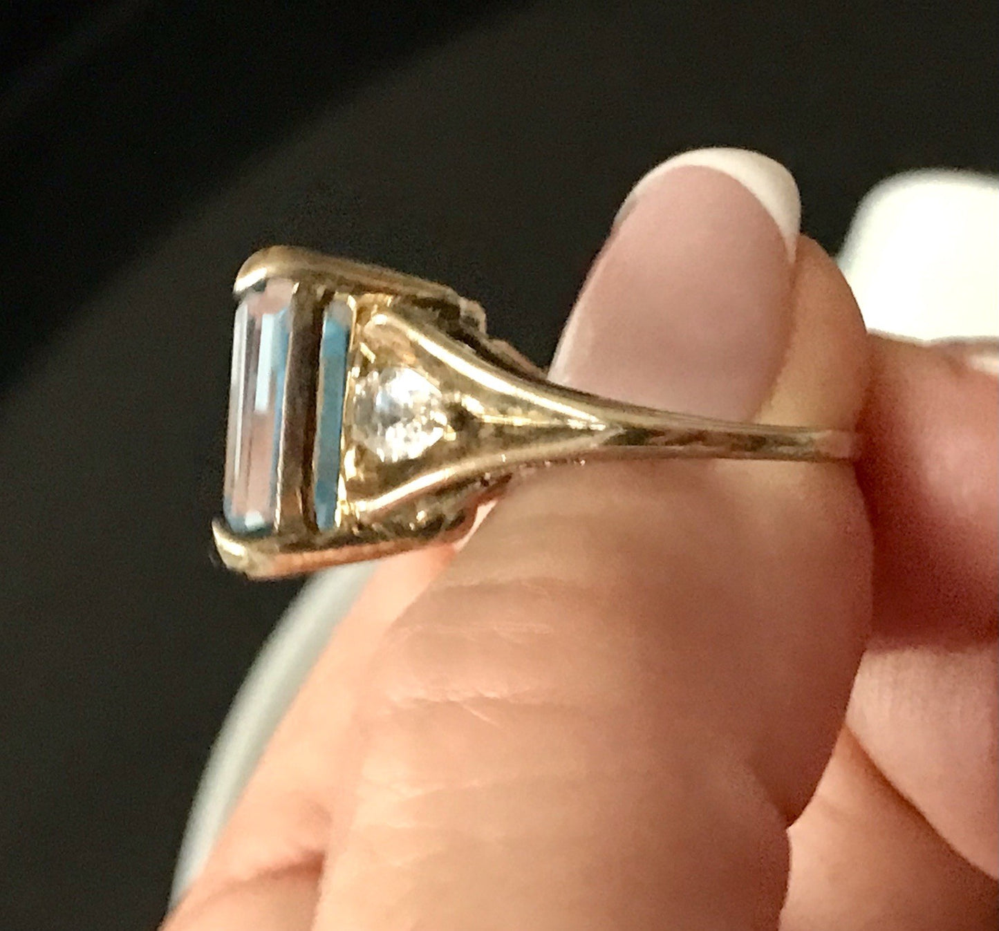 Vintage alt Damen Ring blauer Stein Silber vergoldet 925 Gr.56 17,8 wunderschön!