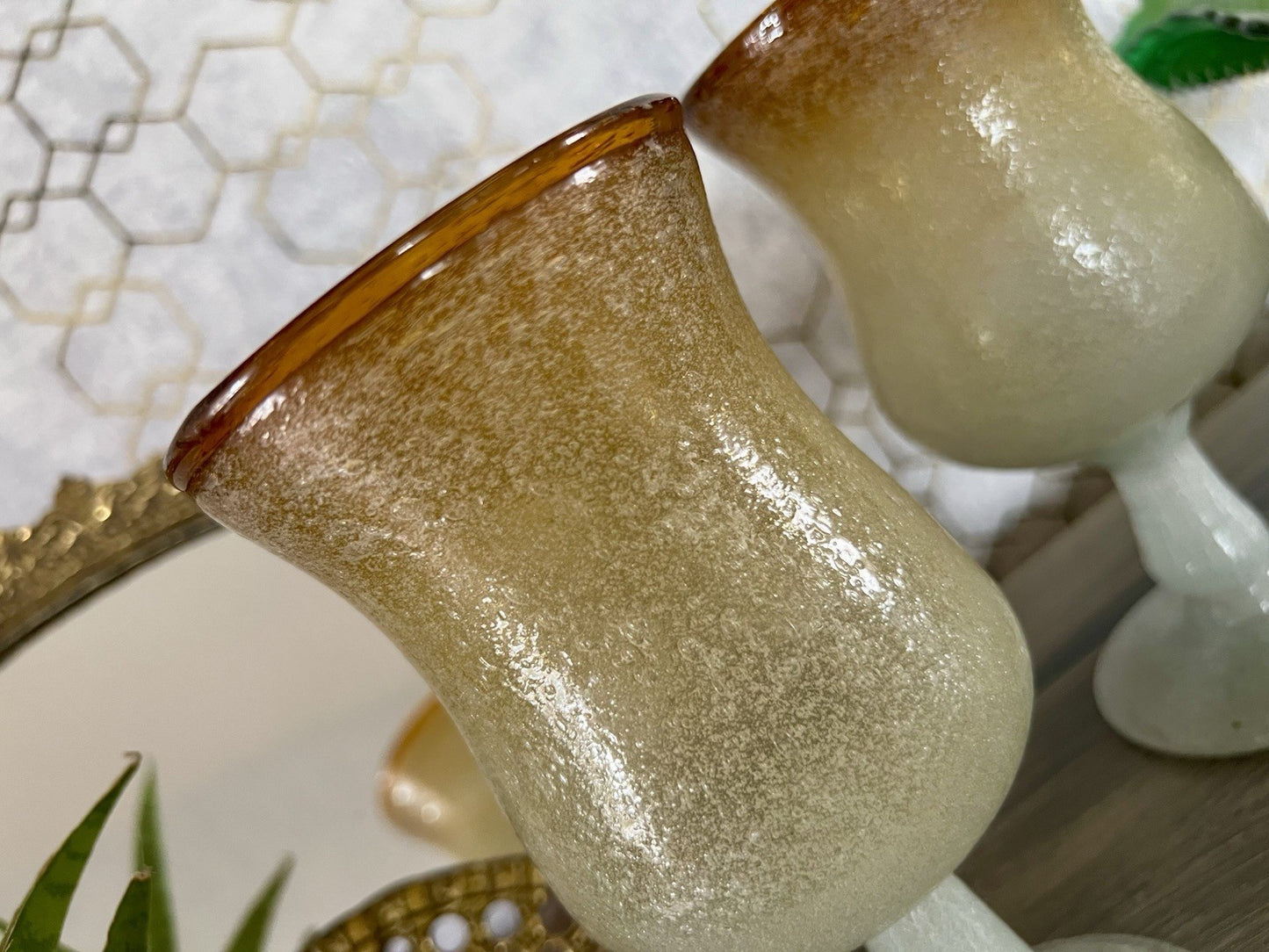 Antik Art Deco 3 Weingläser Weinkelche Glas Murano Pulegoso Napoleone Martinuzzi