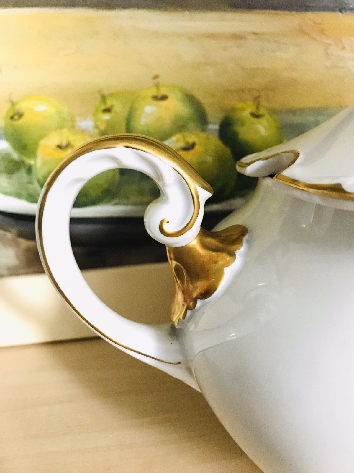 Antik Art Déco Porzellan Tafelservice Carstens Sorau weiß goldene Ranke EDEL