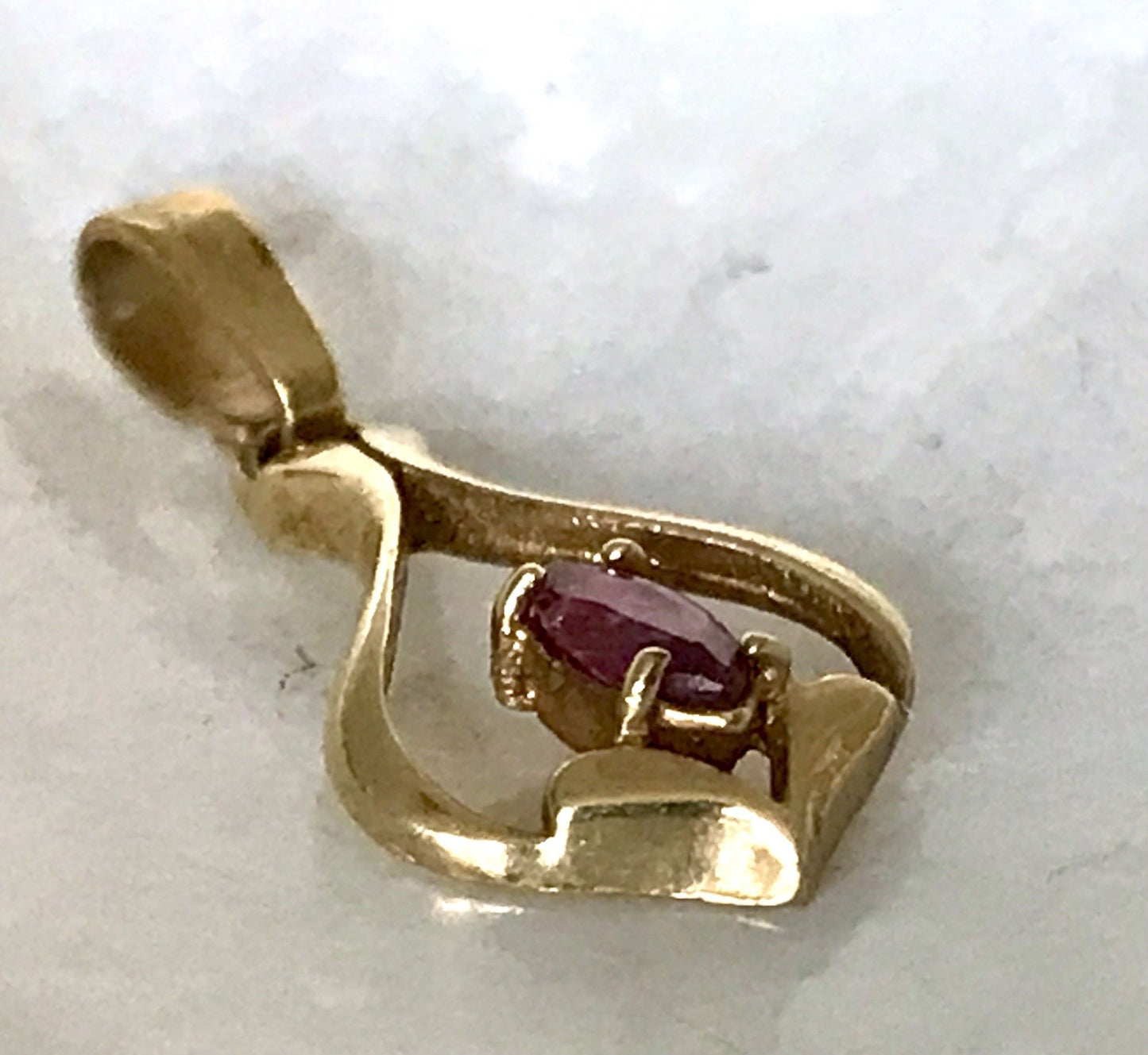 Vintage Designer kleiner Anhänger lila Stein Amethyst? Amerik. Doublè vergoldet