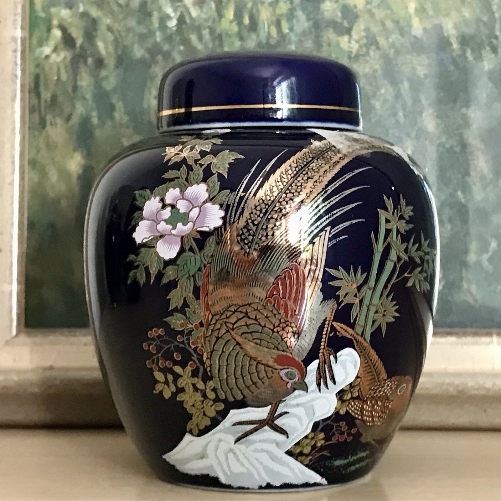 Vintage 1 Porzellan Teedose Vase? Dose Urne MCModernistisch kobalt blau