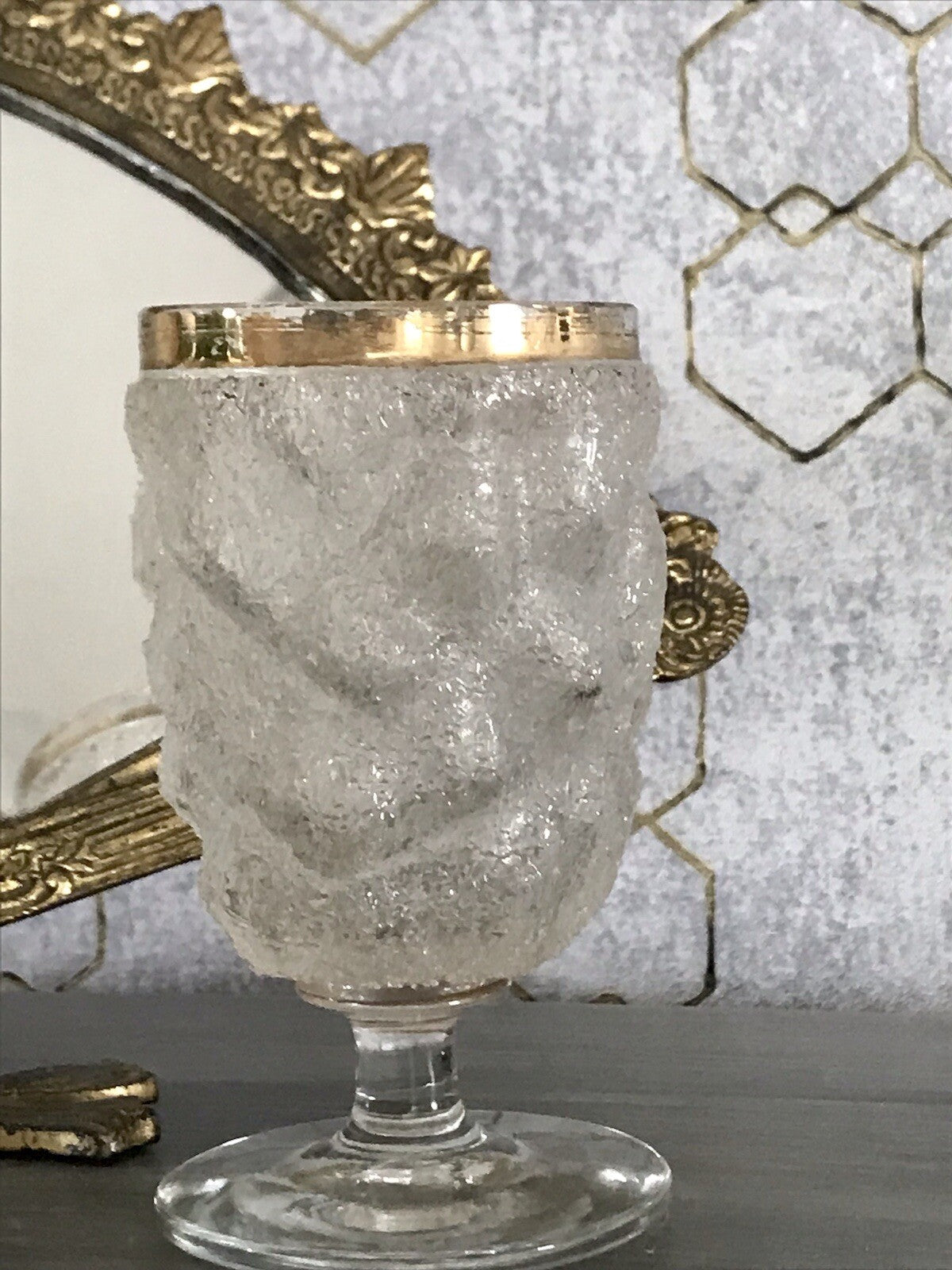 Antik 1 (von 10) Fußbecher Kelch Becher Weinglas Pokalglas Kristallglas? ~1870