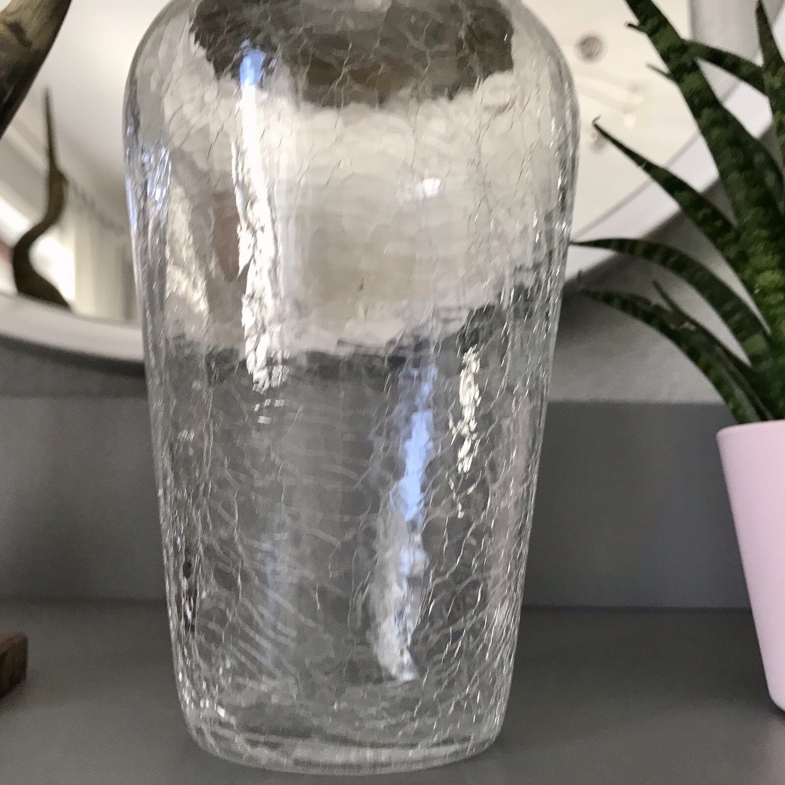 Vintage Glas 60er Craquelée versilbert Montur Getränke Cocktail Shaker