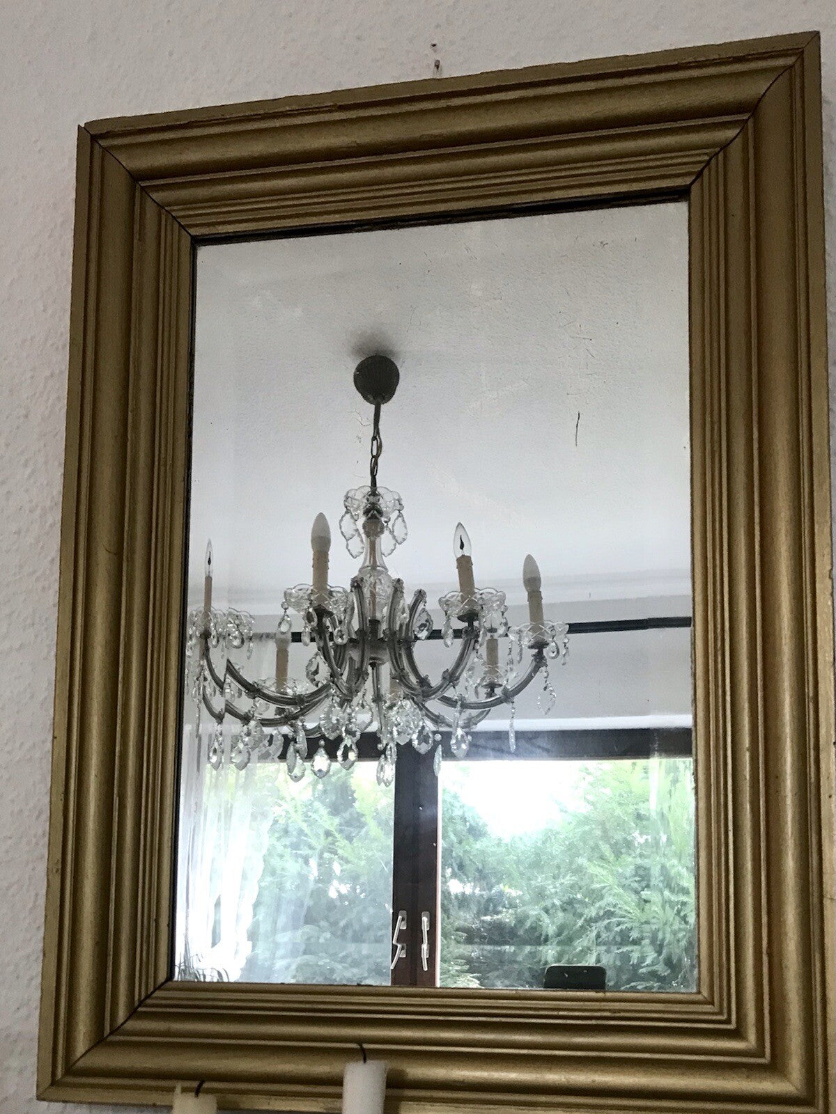 Antik Spiegel facettiert 1900-20 Jugendstil Art Déco Weichholz Wandspiegel gold