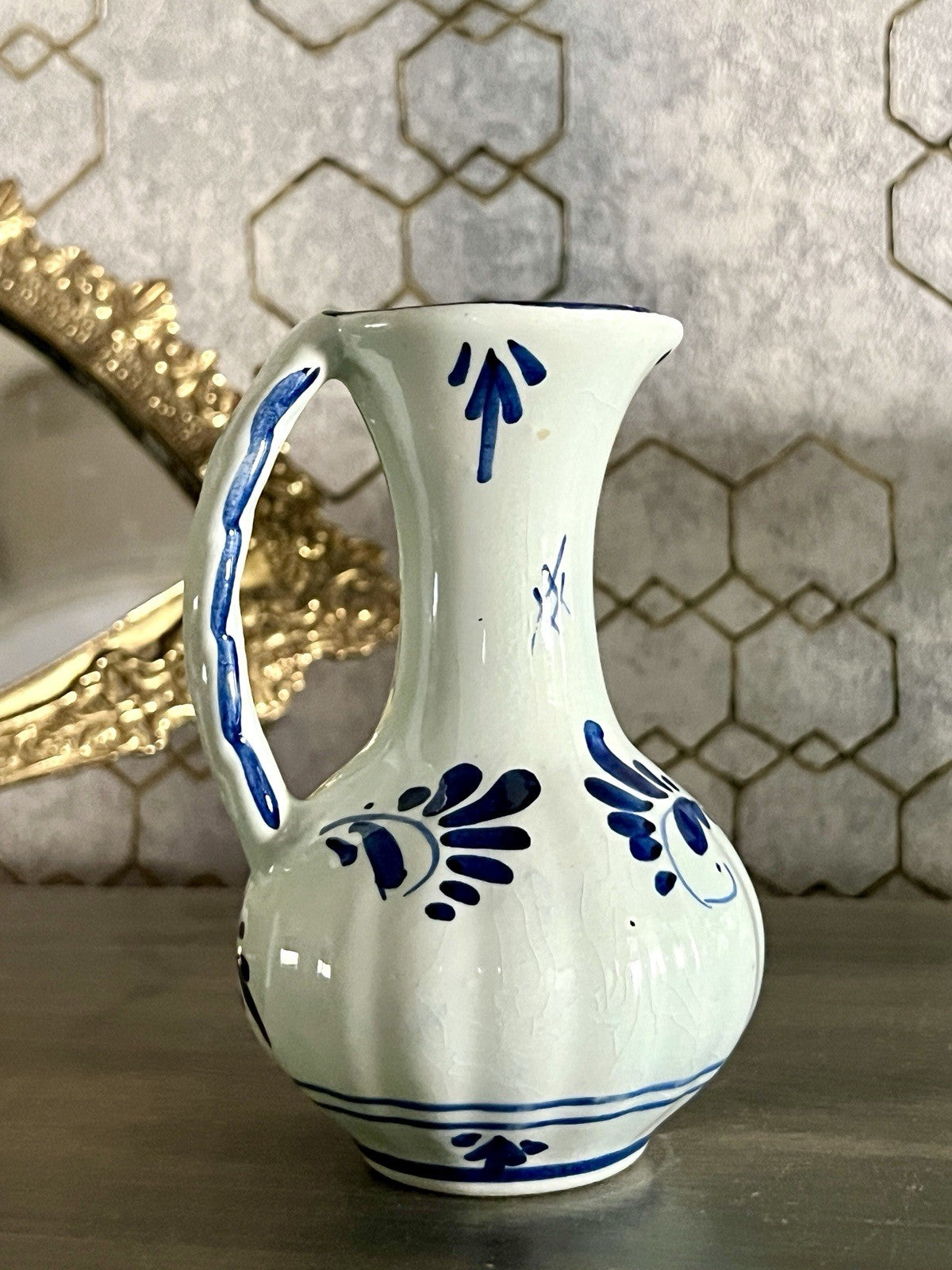 Vintage Fayence Keramik kleine Vase handbemalt Delfter Keramik Holland