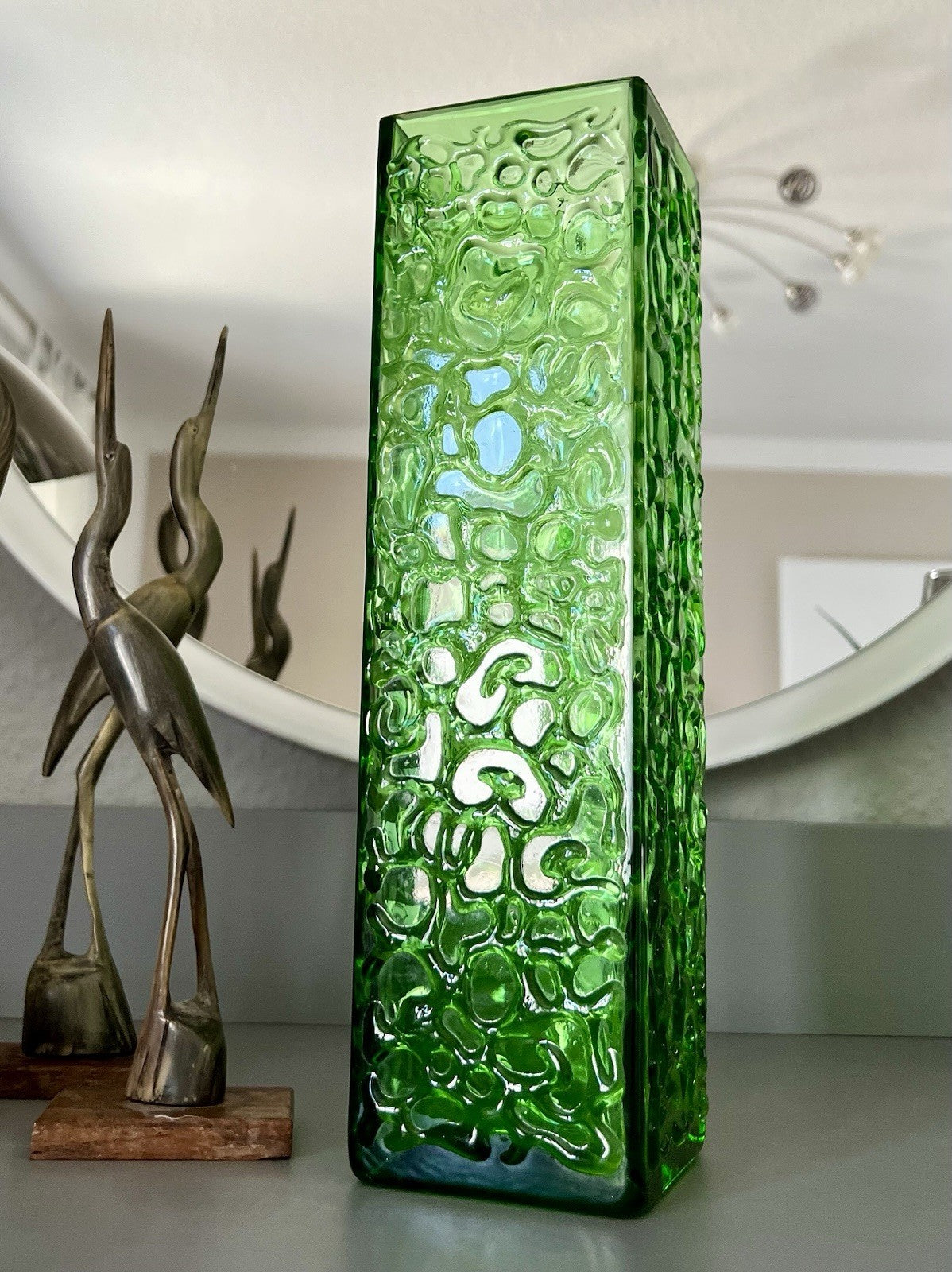 Vintage 60er 70er Design Glasvase Glas GRÜN Vase Bubble Pop Bengt Orup