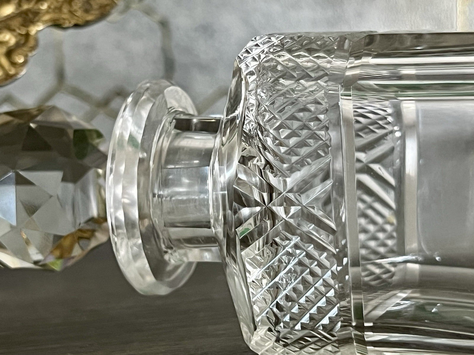 Antik Baccarat 1x Flakon Parfüm kleine Glaskaraffe Schnitt Bleikristall