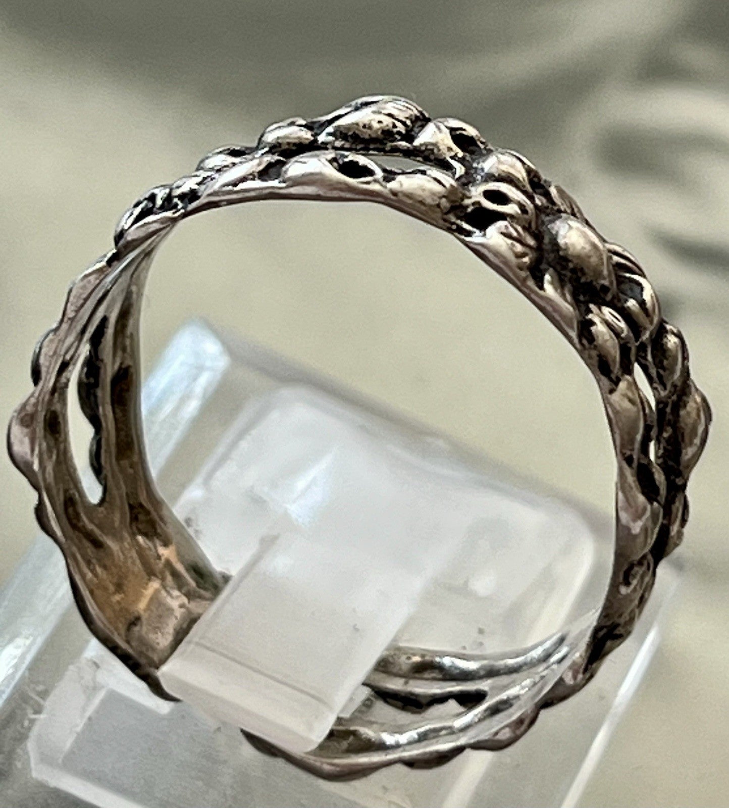 Antik Jugendstil Art Déco Bandring RING 800 Silber Gr.66 67 Durchbruchmuster
