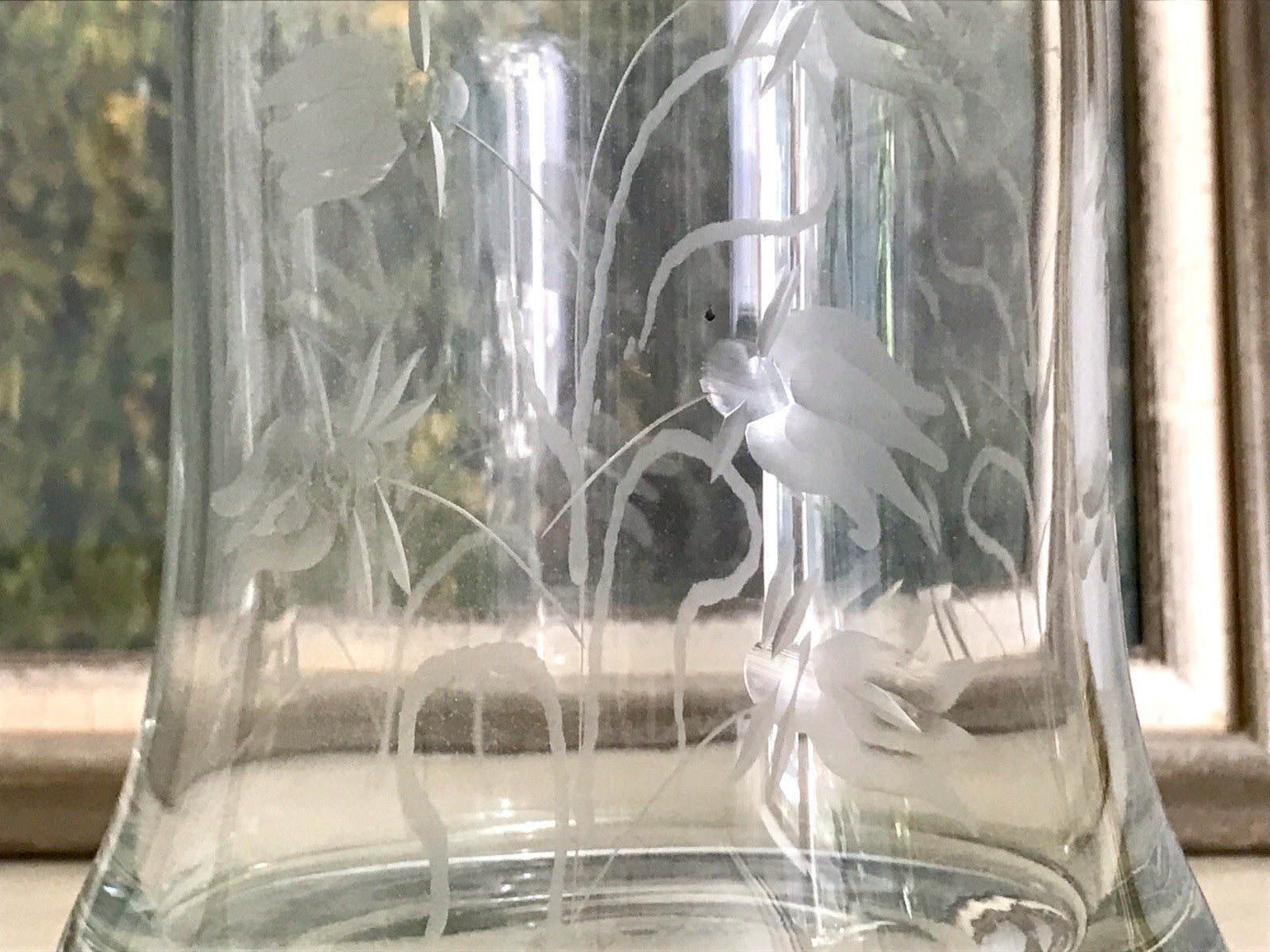 Vintage groß Glaskaraffe Karaffe Zier- Schliff Glas Bleikristall? Kristallglas