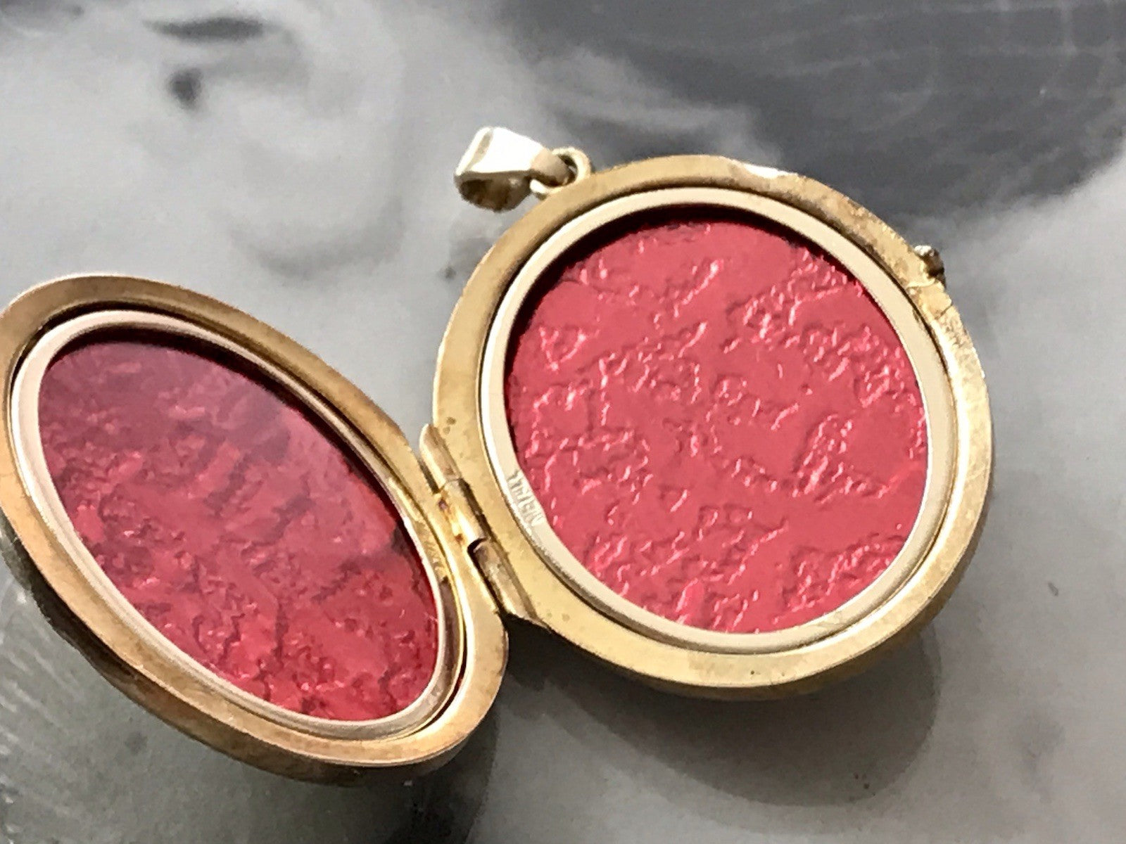 Vintage Kettenanhänger Anhänger Foto Medaillon Muschel Amerikan Double vergoldet