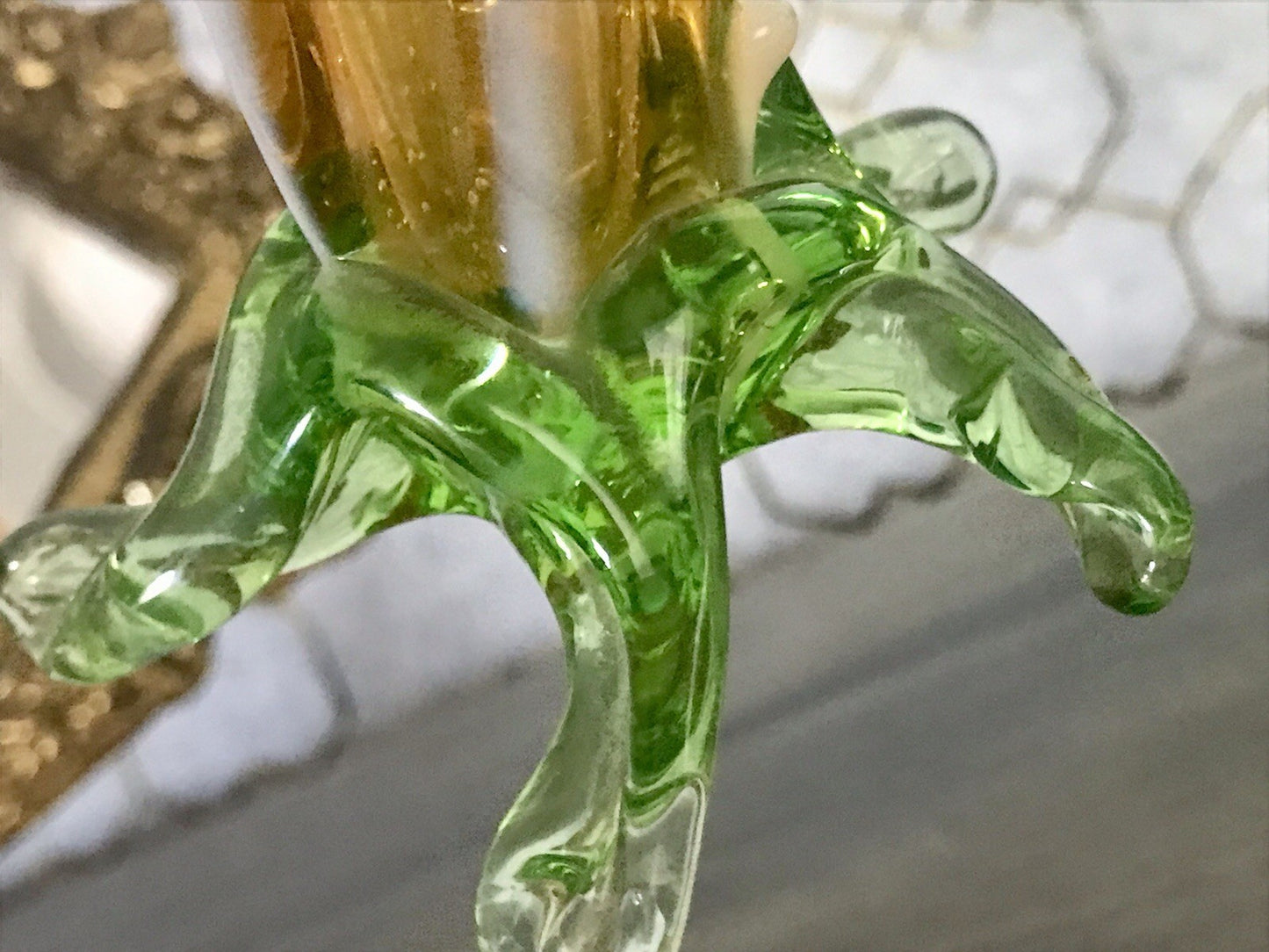 Antik Vase Glasvase Jugendstil Aufschmelzungen Krallik? Lötz? teils Uranglas