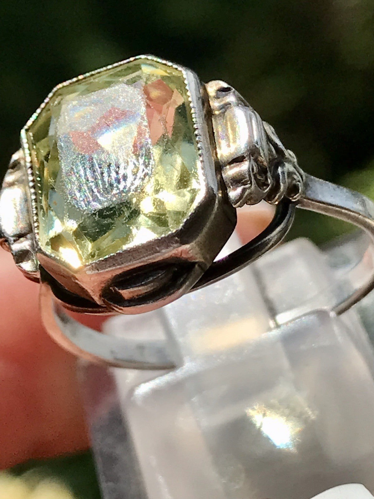 Antik Jugendstil Art Déco Edel Damen Ring Citrin? Stein Silber 830 S ~ Gr.54-56