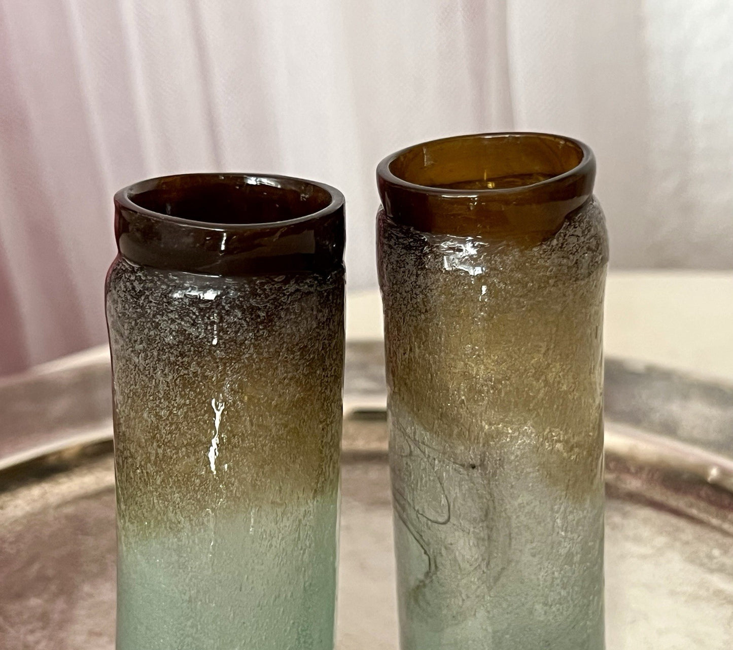 Antik 2 Schnaps Becher Glasvasen Glas Murano Pulegoso Napoleone Martinuzzi
