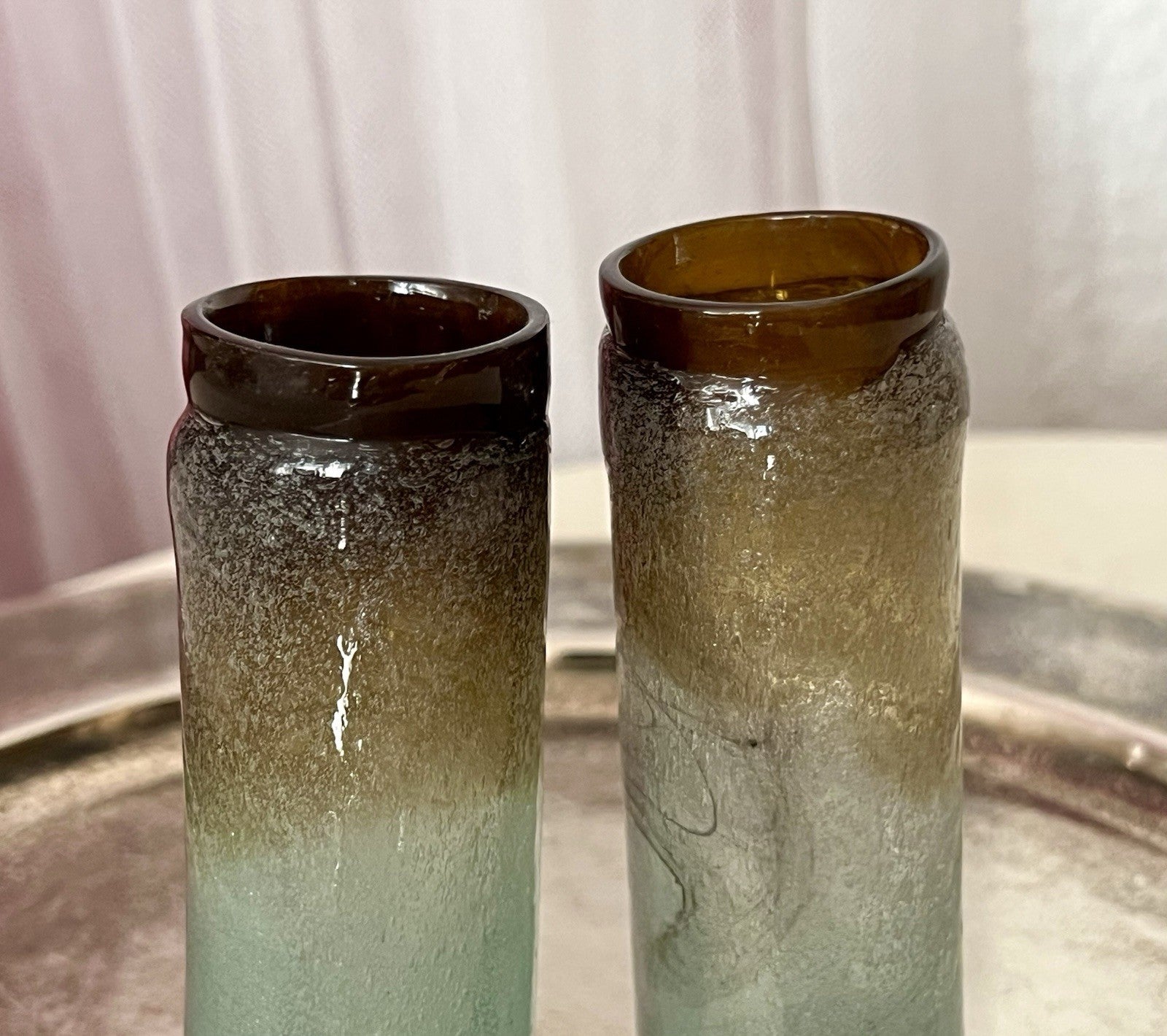 Antik 2 Schnaps Becher Glasvasen Glas Murano Pulegoso Napoleone Martinuzzi