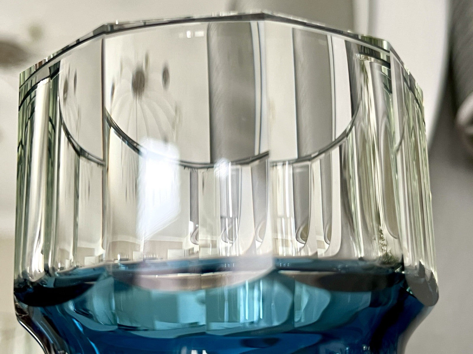 Antik? Art Déco Vase Glasvase Vase Glas Kristallglas Entwurf Meltzer Haida blau