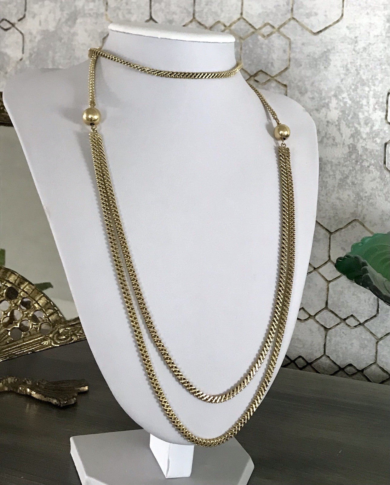 Vintage lange Halskette Amerik. Doublè gold Massiv Sehr SCHÖN Andreas Daub
