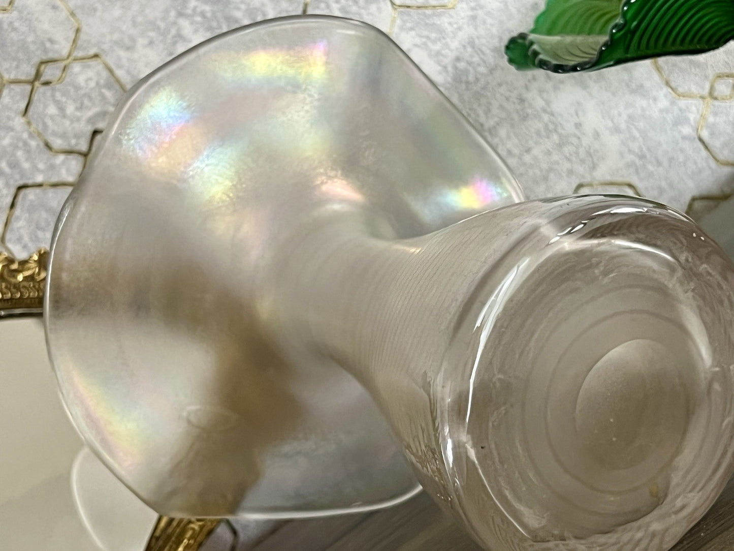 Vintage Glasvase Glaskunst Vase edel Glashütte Eisch ? irisierend schillernd