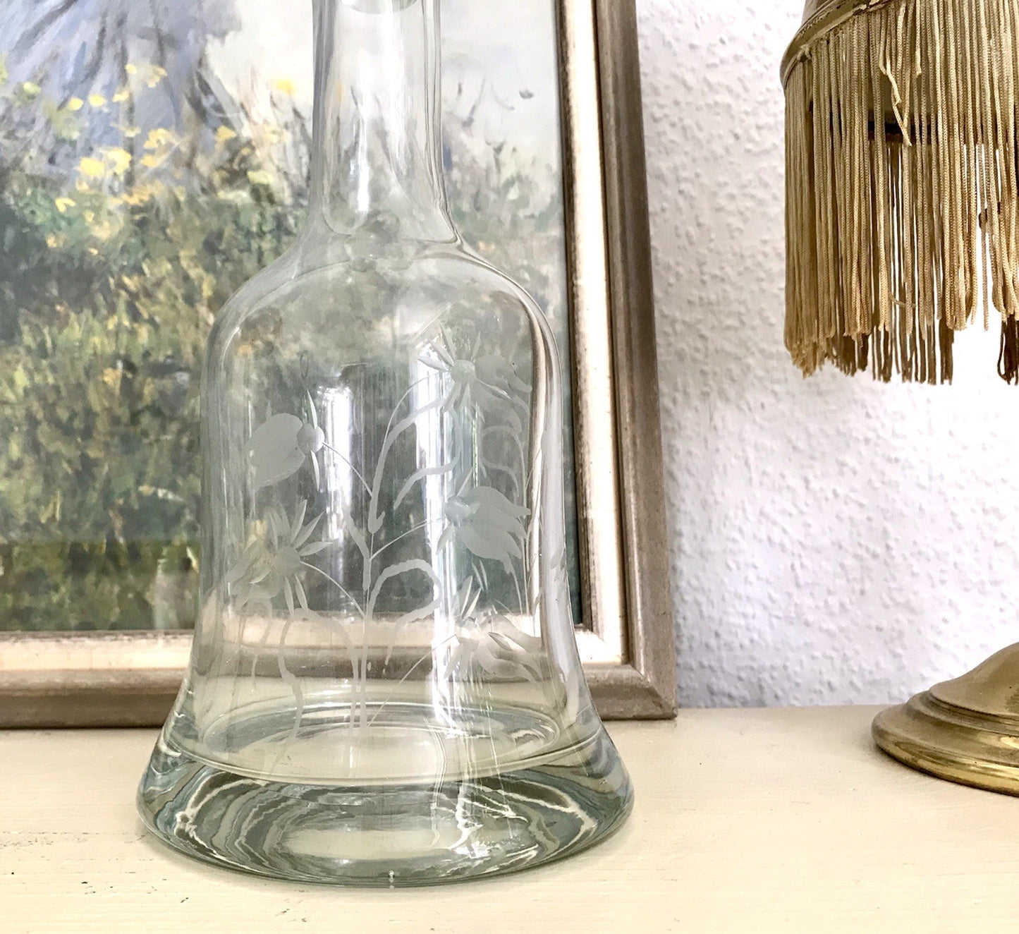 Vintage groß Glaskaraffe Karaffe Zier- Schliff Glas Bleikristall? Kristallglas