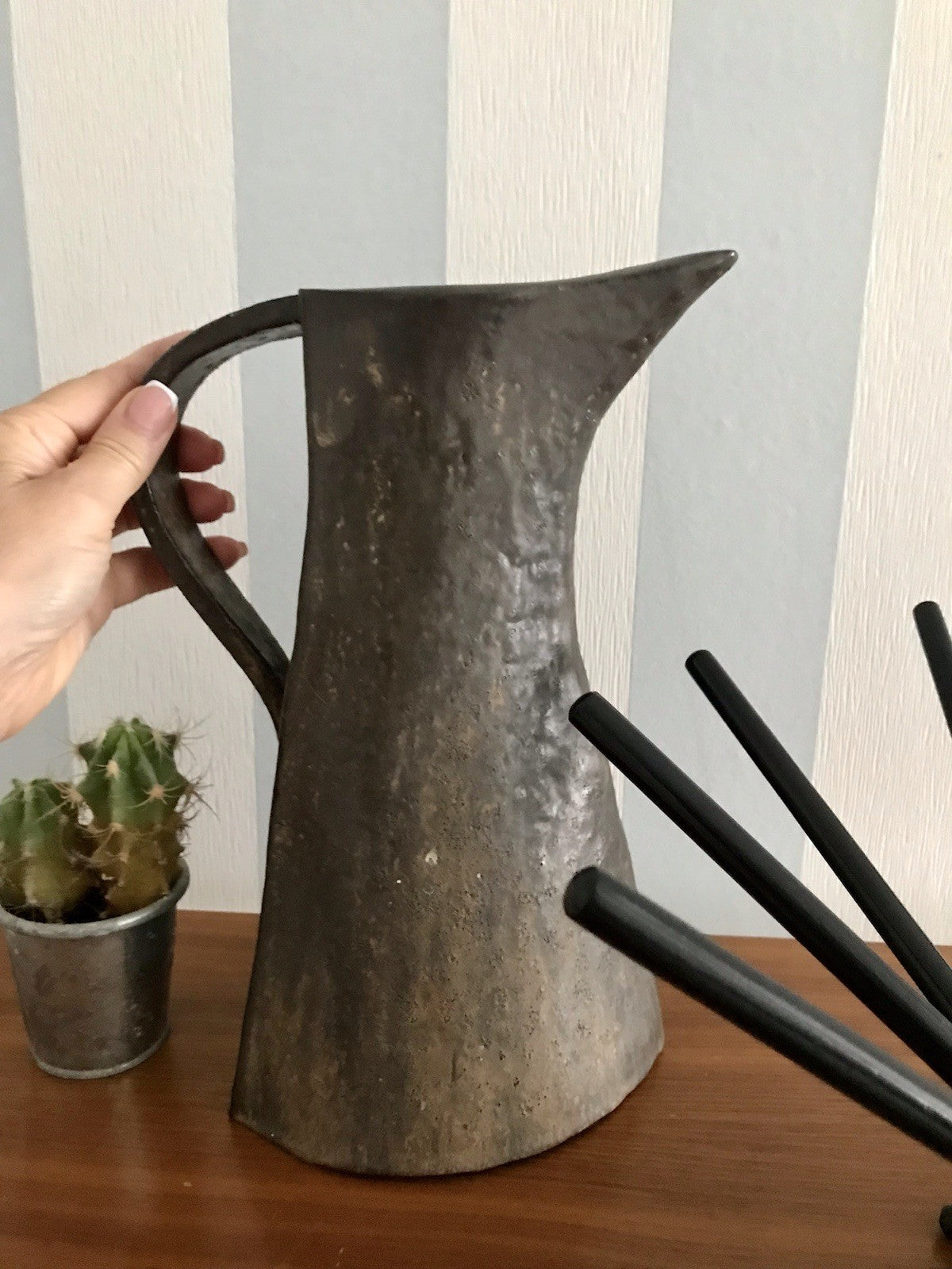 Vintage Designer Krug Kanne Steinzeug Studio Keramik signiert AH Kunstvoll