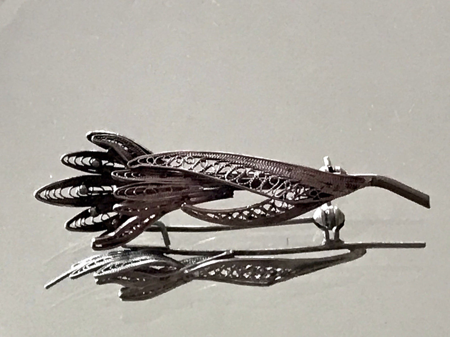 Antik filigran Blüte Blume 2in1 Anhänger Kettenanhänger Brosche Silber