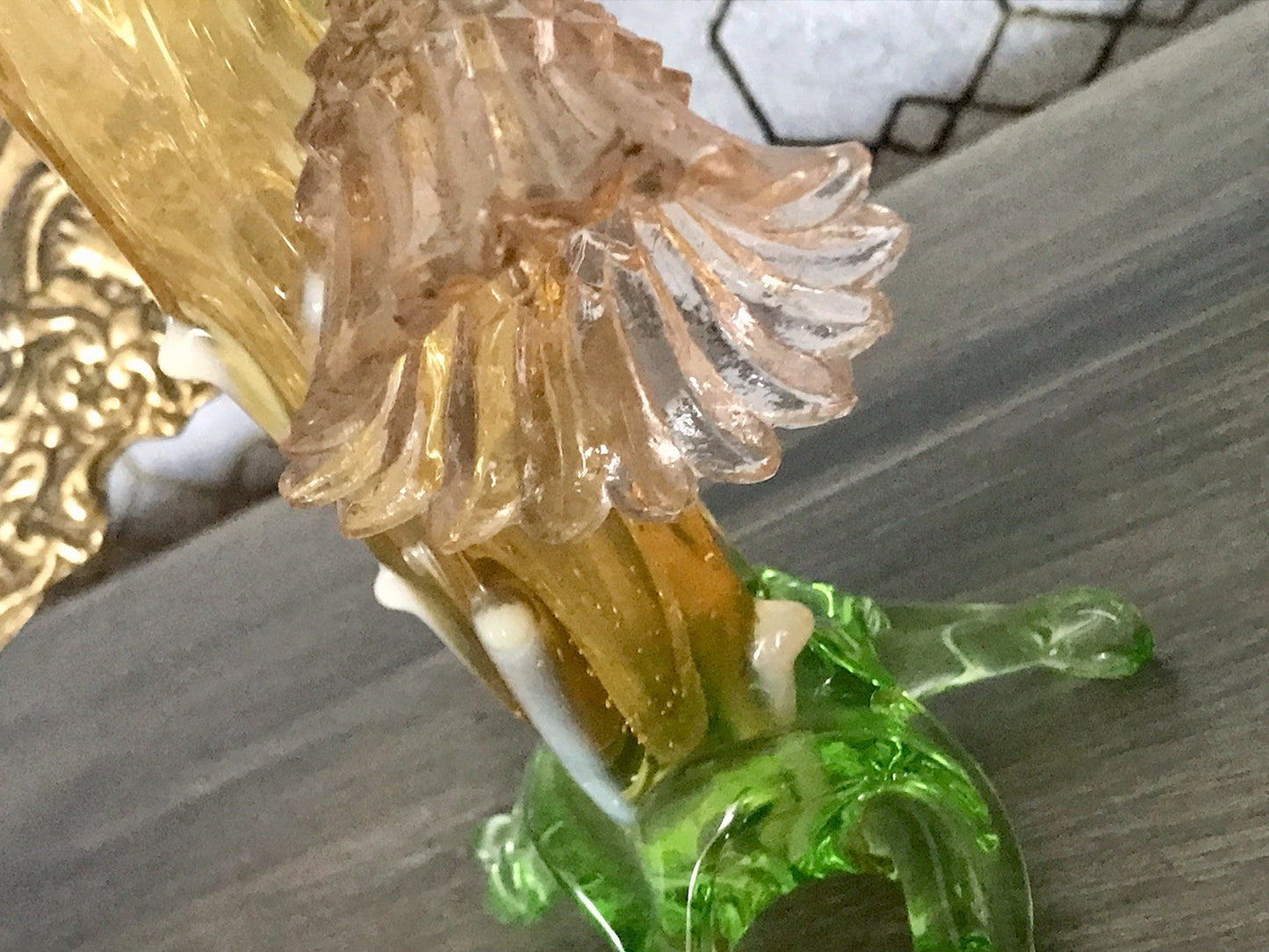 Antik Vase Glasvase Jugendstil Aufschmelzungen Krallik? Lötz? teils Uranglas