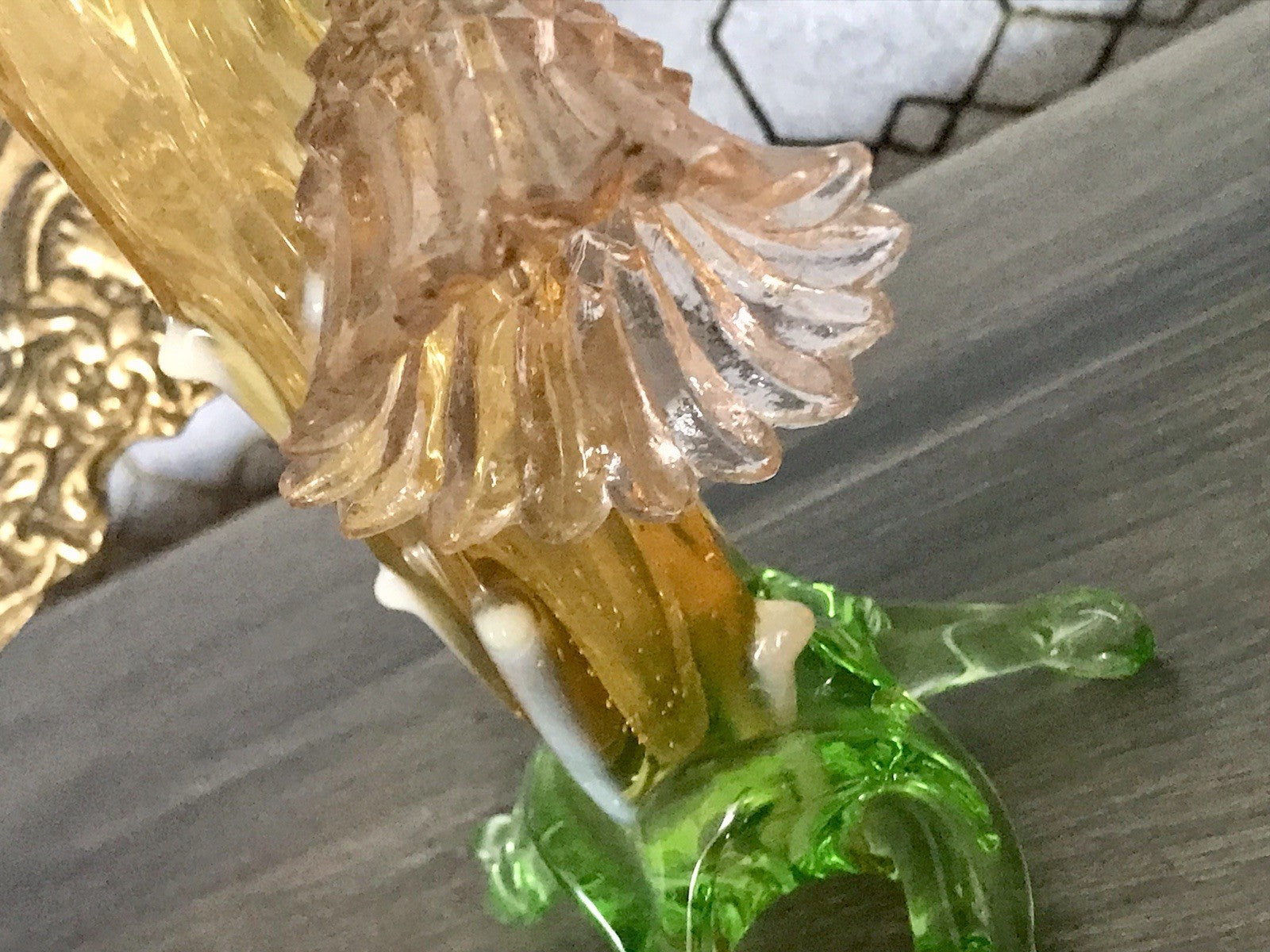 Antik Vase Glasvase Jugendstil Aufschmelzungen Krallik? Lötz? teils Uranglas