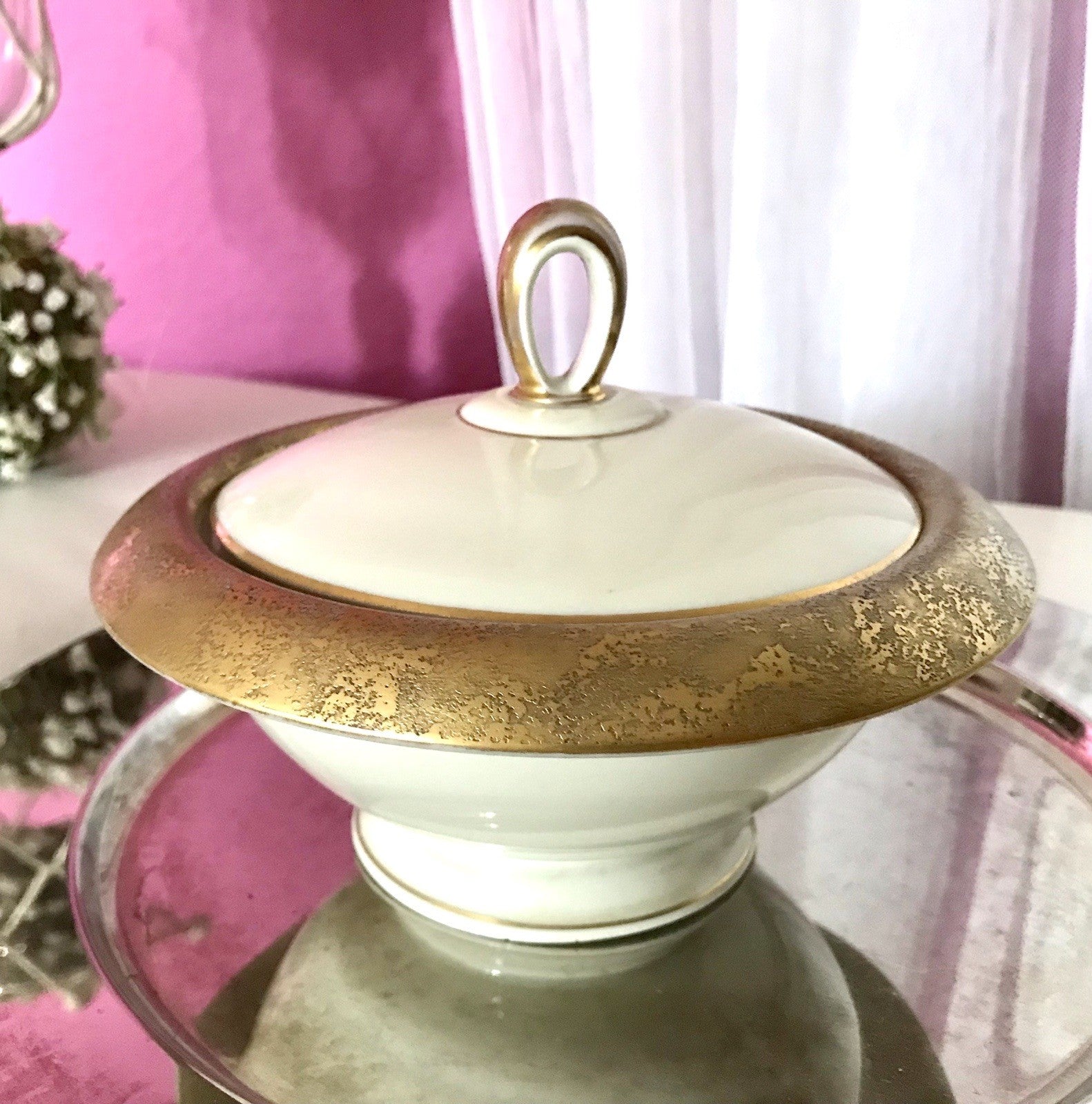 Antik Art Déco Porzellan Dose Deckeldose Schatulle Bonboniere Heinrich&Co 1930