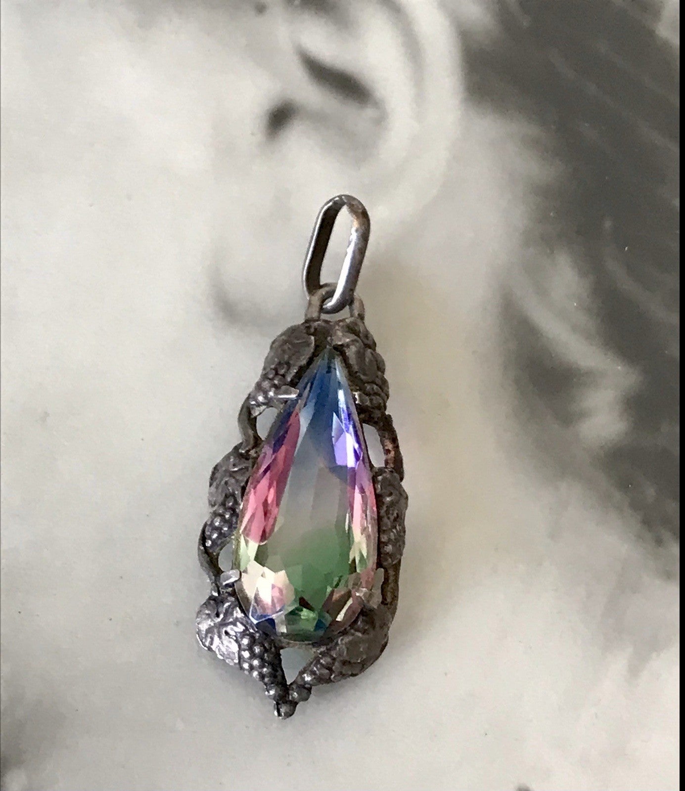 Antik Art Déco Edel Anhänger Kettenanhänger Silber 835 SUPER Rheinkiesel