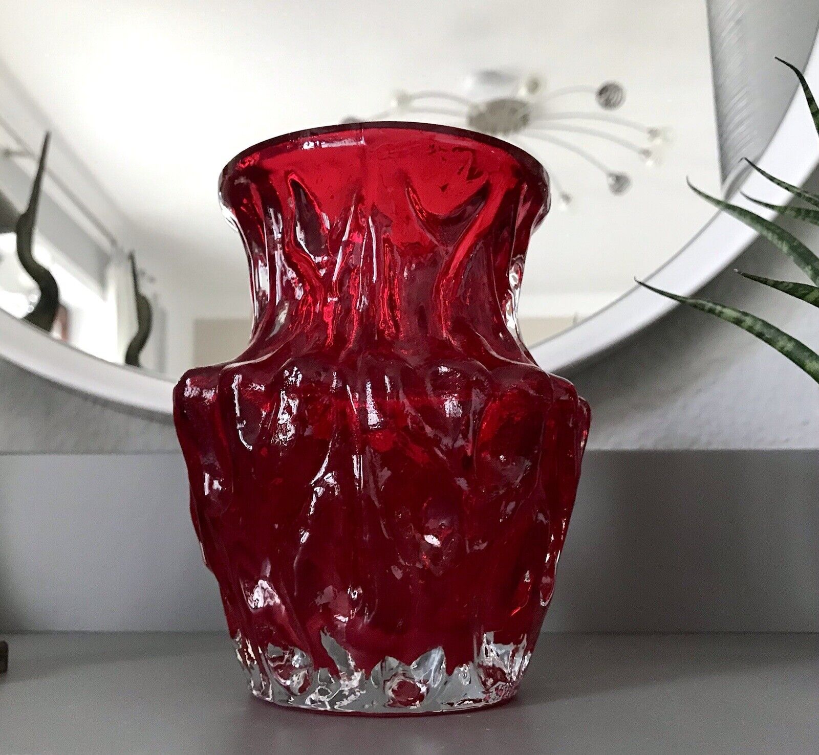 70er Jahre rot Glas Vase Blumenvase Glasvase Glas By Kurt Wokan Ingrid Hütte