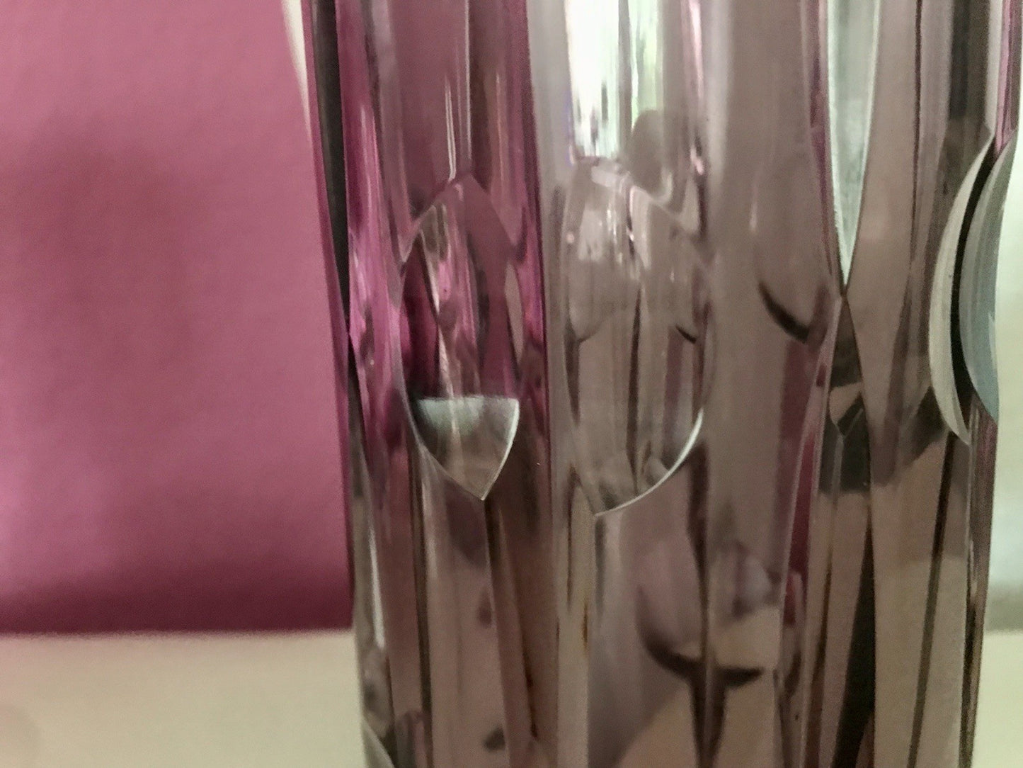 Vintage Edel Vase Glasvase Kristallglas lila groß Schliff Designer Karel Wünsch
