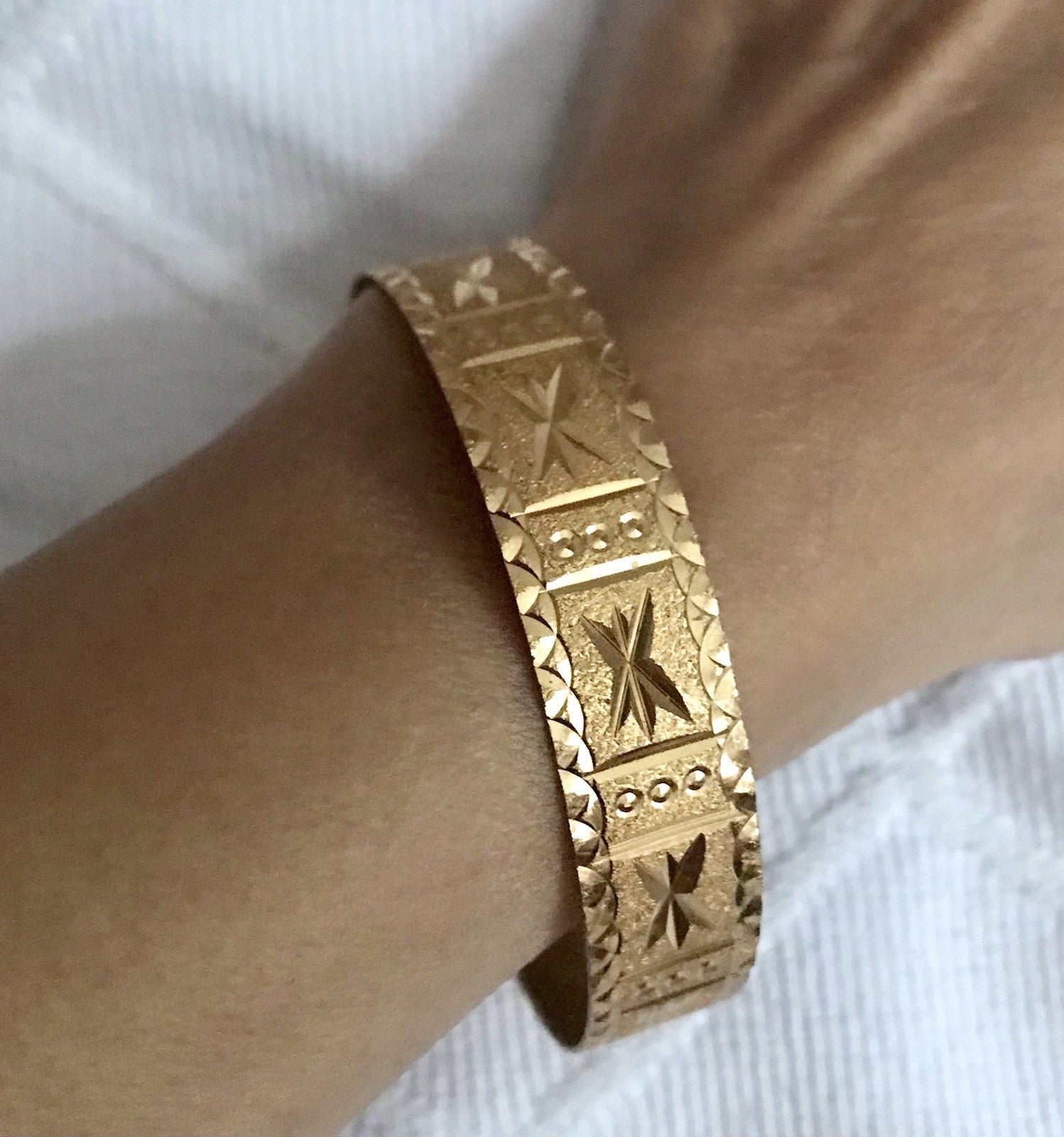 Vintage Art Déco Optik Armband Armreif Armspange vergoldet gold edel