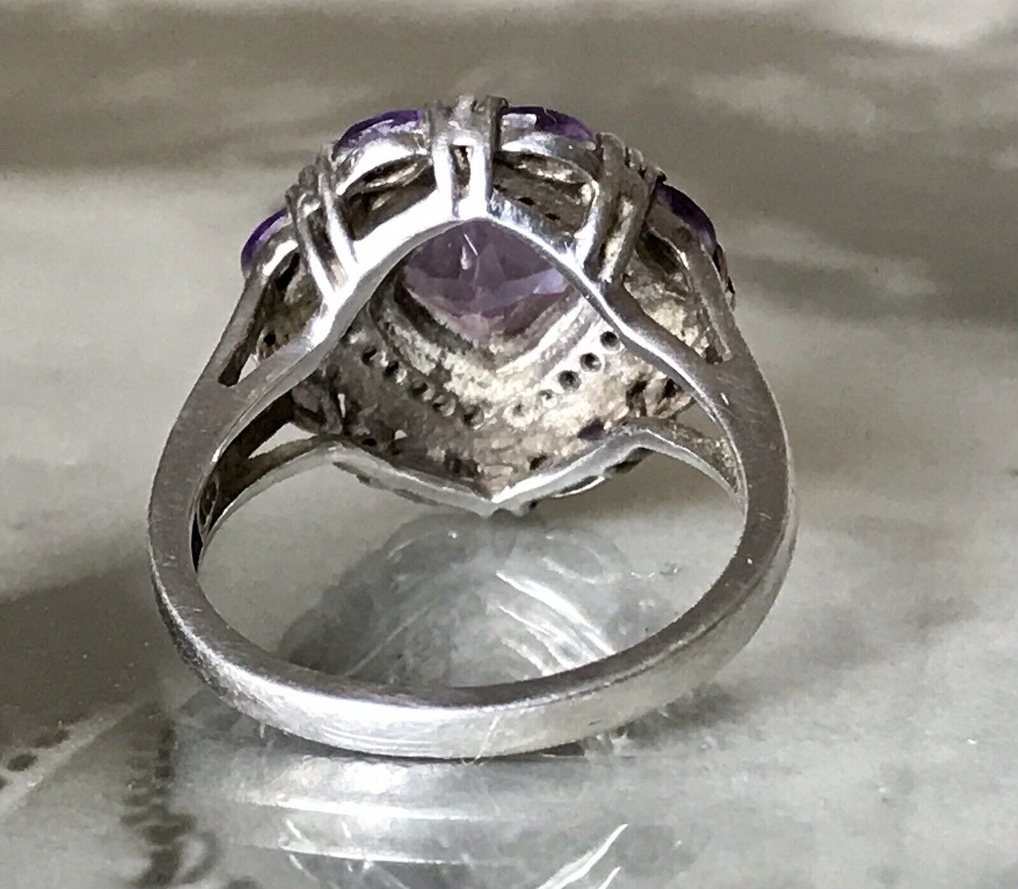 Antik Art Déco Edel DAMEN RING Silber 925 Amethyste Gr.57 58 18,1 18,5