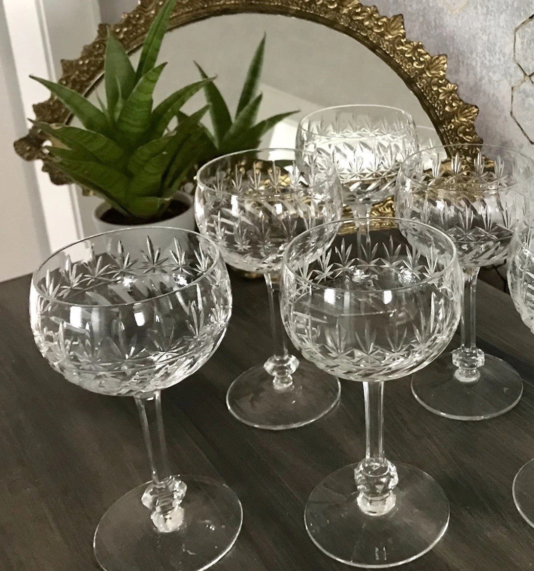 Antik Art Déco 5 Weingläser Gläser Schliff Kristallglas Edel Schön Treviris V&B