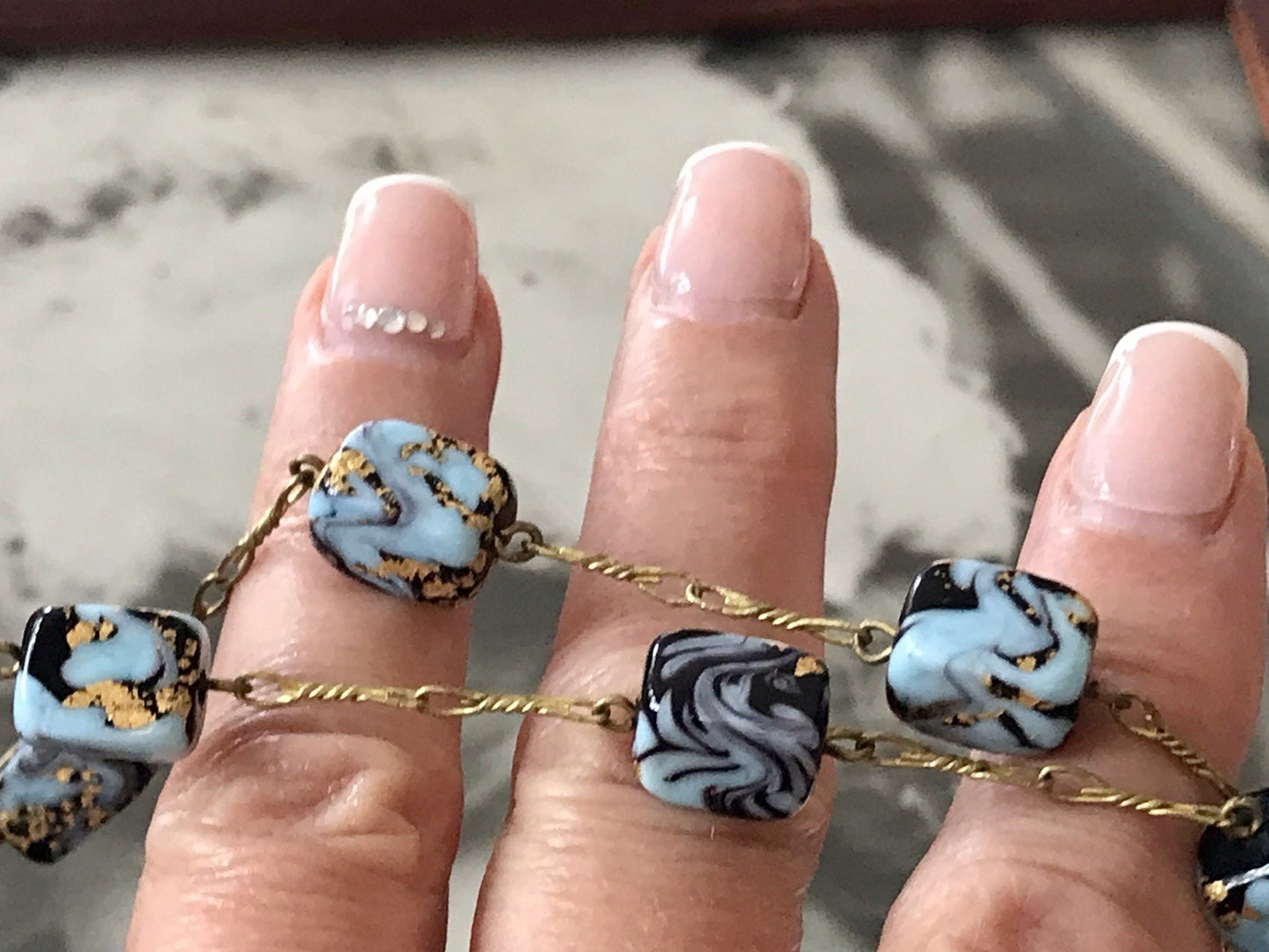 Alt Edel Vintage Halskette Kette Murano Perlen Sehr Schön