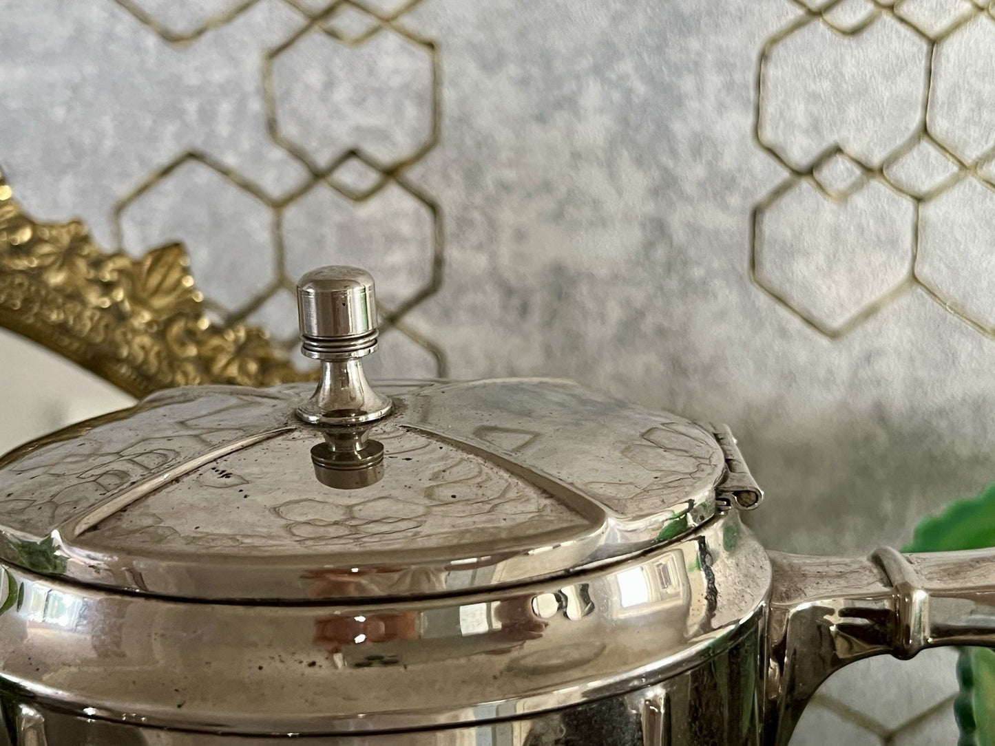 Antik Jugendstil Kaffee Kernstück Zuckerdose Rahmgießer Kanne vernickelt?