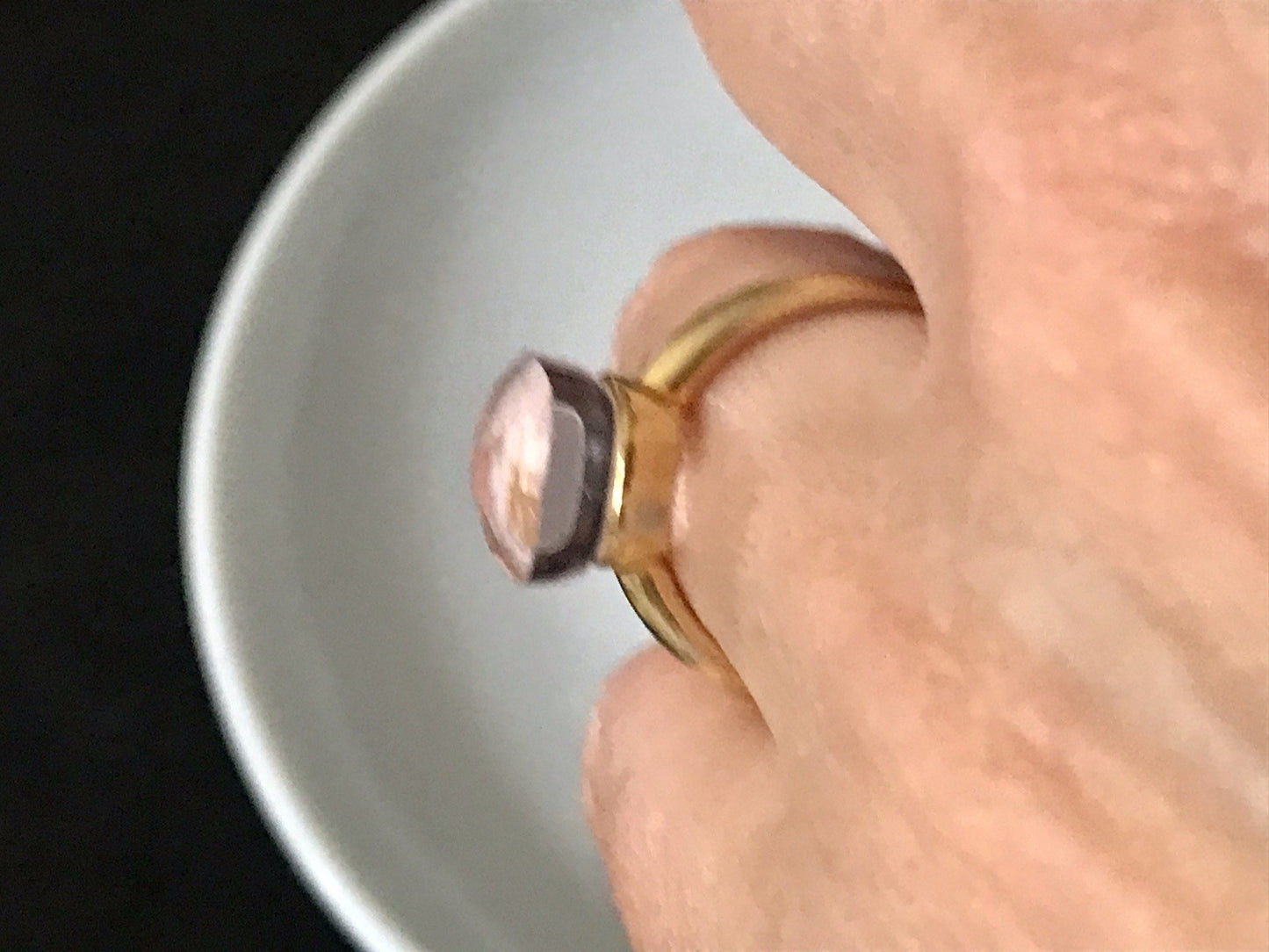 Vintage alt Damen Ring rosa Stein Silber 925 Gr.54 Rubbelit? vergoldet