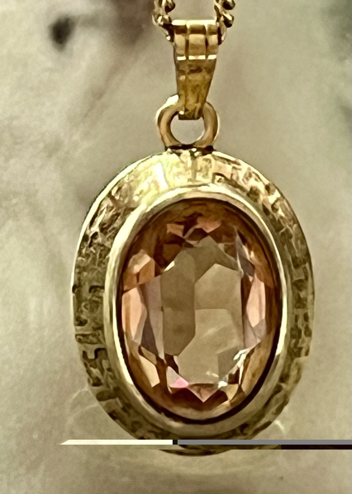 Vintage Halskette mit Änhänger Amerik. Doublè gold Rauchquarz? Sehr SCHÖN K&L