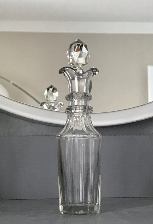 Antik Biedermeier kleine Karaffe Weinkaraffe Dekanter Glas Flächenschliff kantig