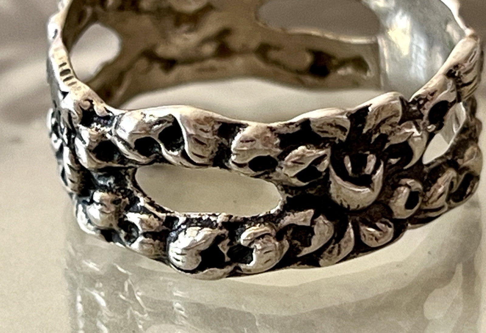 Antik Jugendstil Art Déco Bandring RING 800 Silber Gr.66 67 Durchbruchmuster