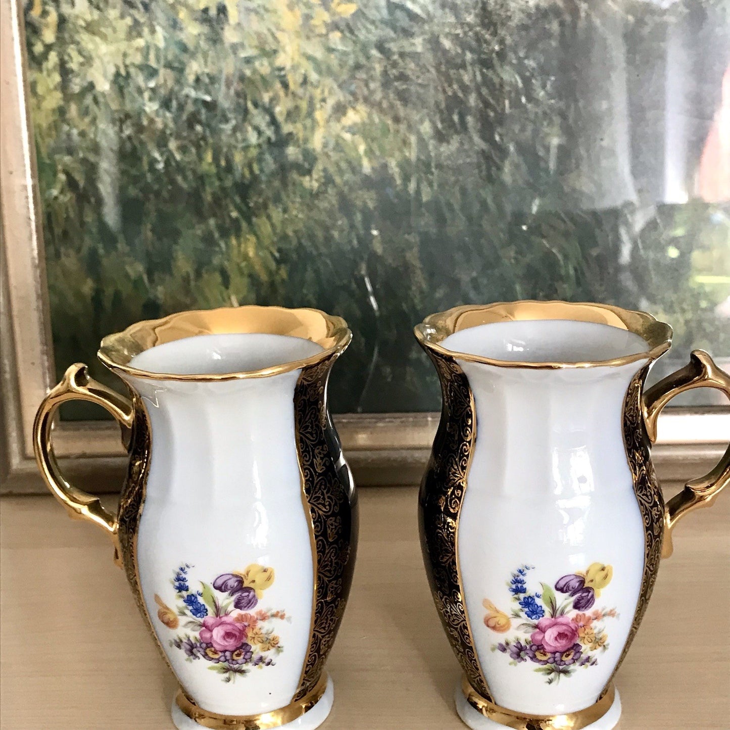 1 x Alt Porzellan Becher Tassen Kännchen? Echt Kobalt Golddekor bunt Haas&Czjzek