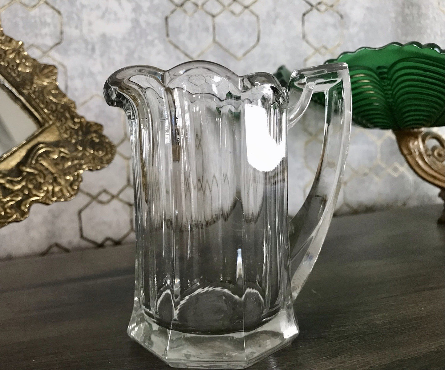 Antik Pressglas Sahnegießer Kännchen Chippendale