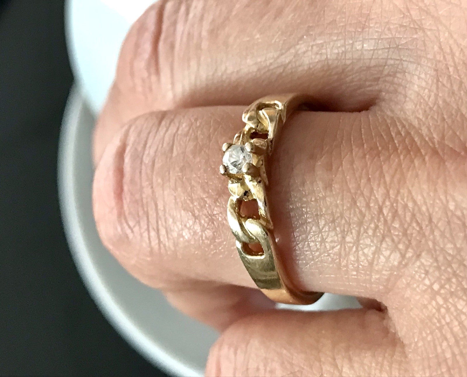 Vintage Damen Ring Silber 925 Gr.59 farbloser Stein Solitär 18,8 vergoldet