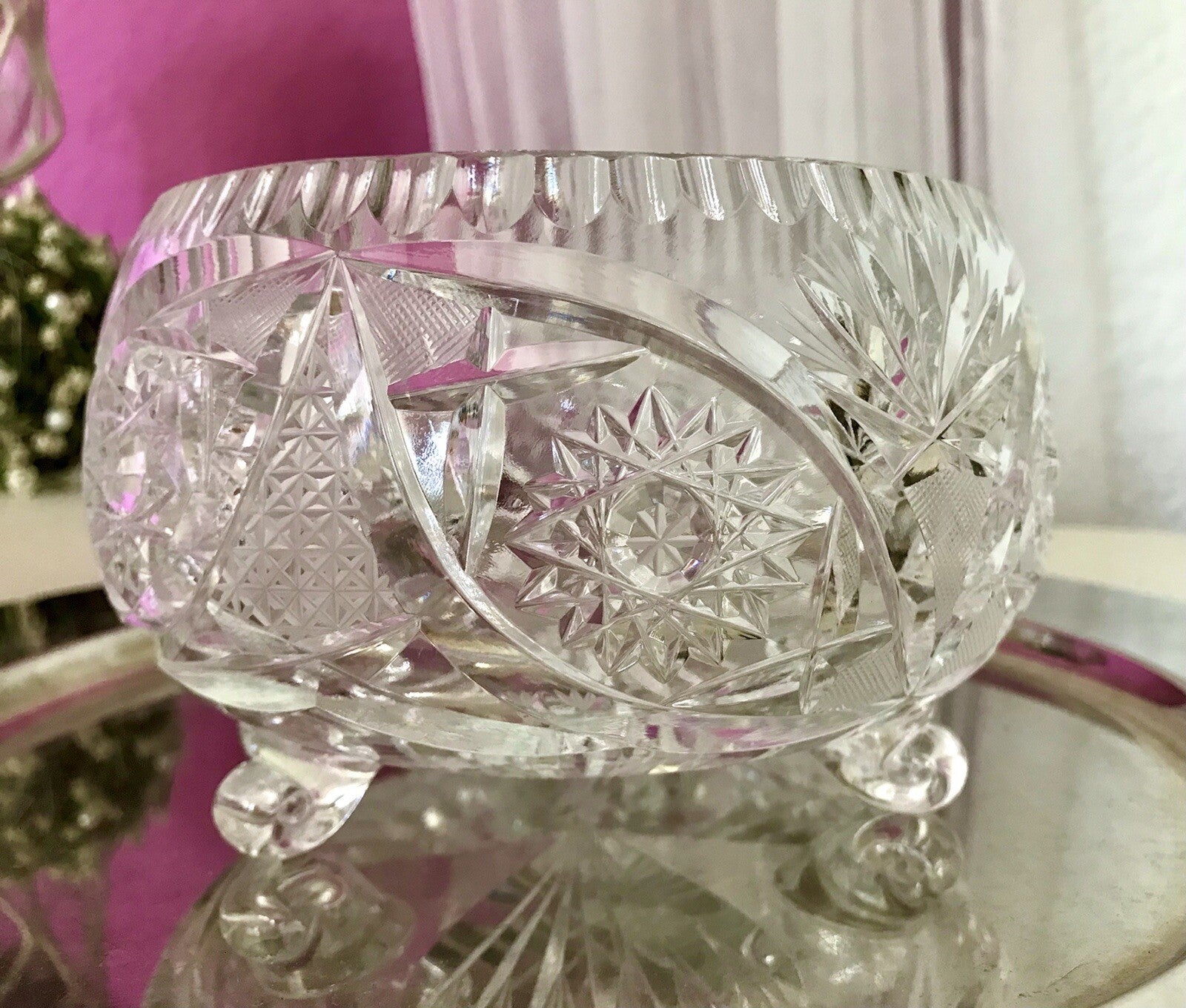 Alt Vintage Bleikristall Bonboniere Schale Glas edel Kristallglas PRL Polen