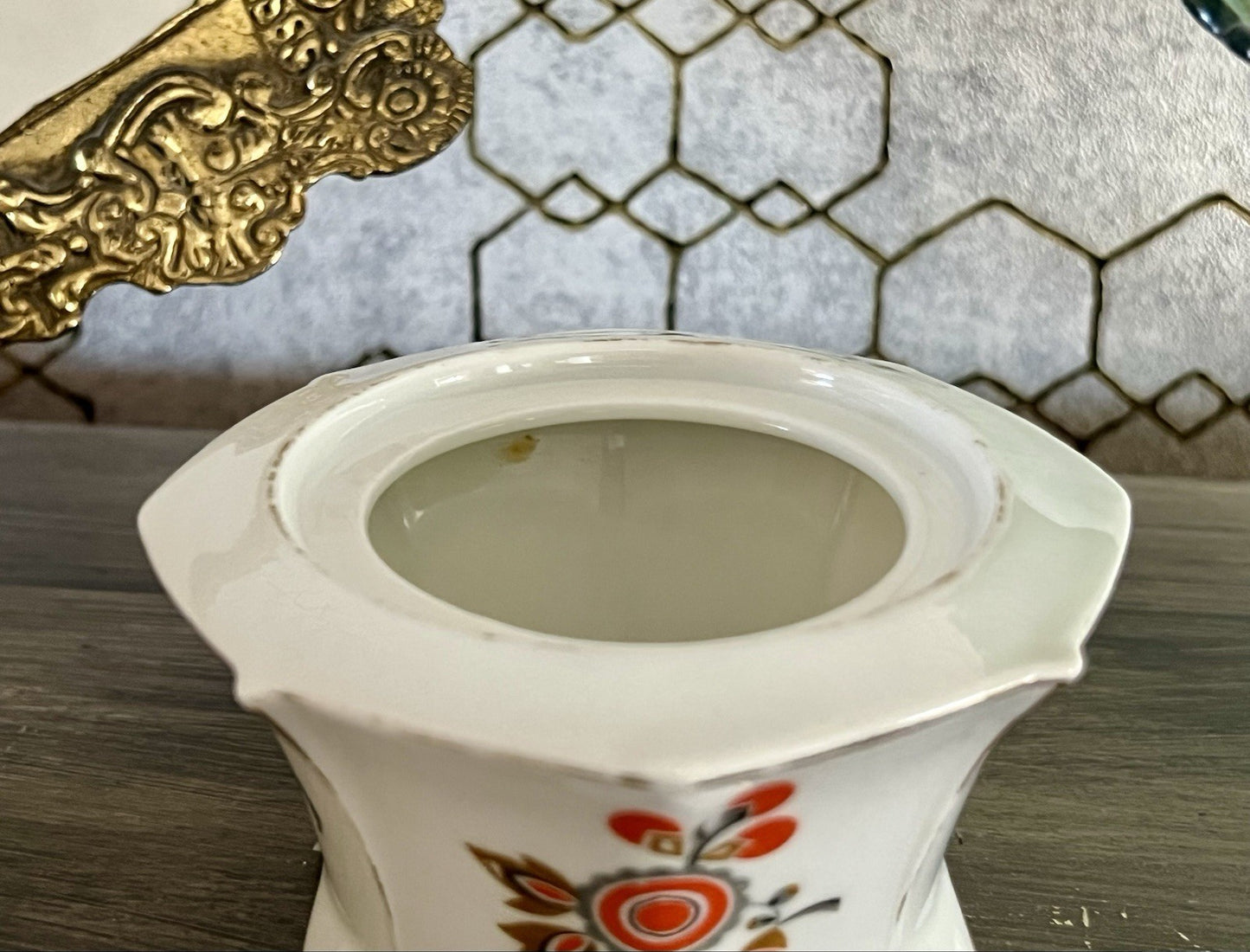Antik Art Déco Porzellan Dose Deckeldose Schatulle Bonboniere Volkstedt Thüringe