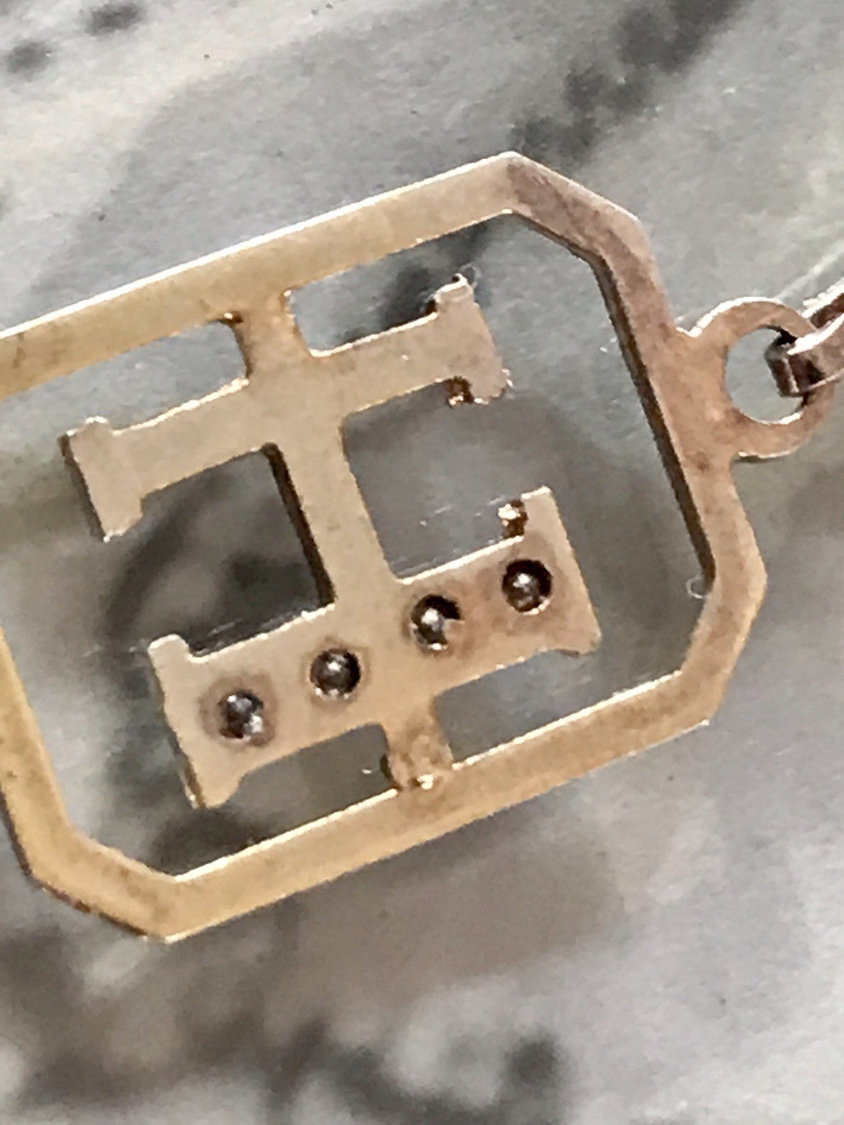 Vintage Edel Anhänger Buchstabe H Kettenanhänger Silber 925 Steinchen vergoldet