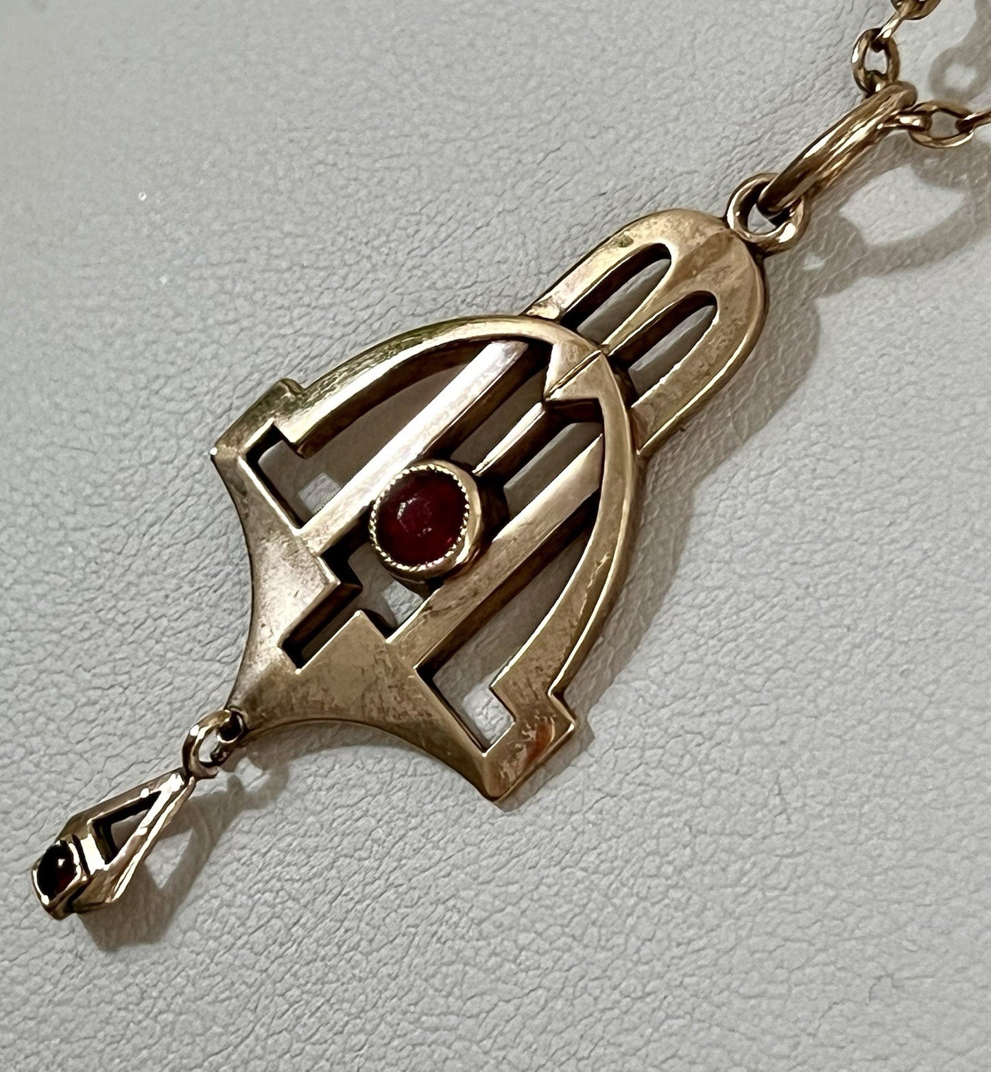 Antik Edel reines Jugendstil Halskette & Anhänger vergoldet Tombak? Amerik.?