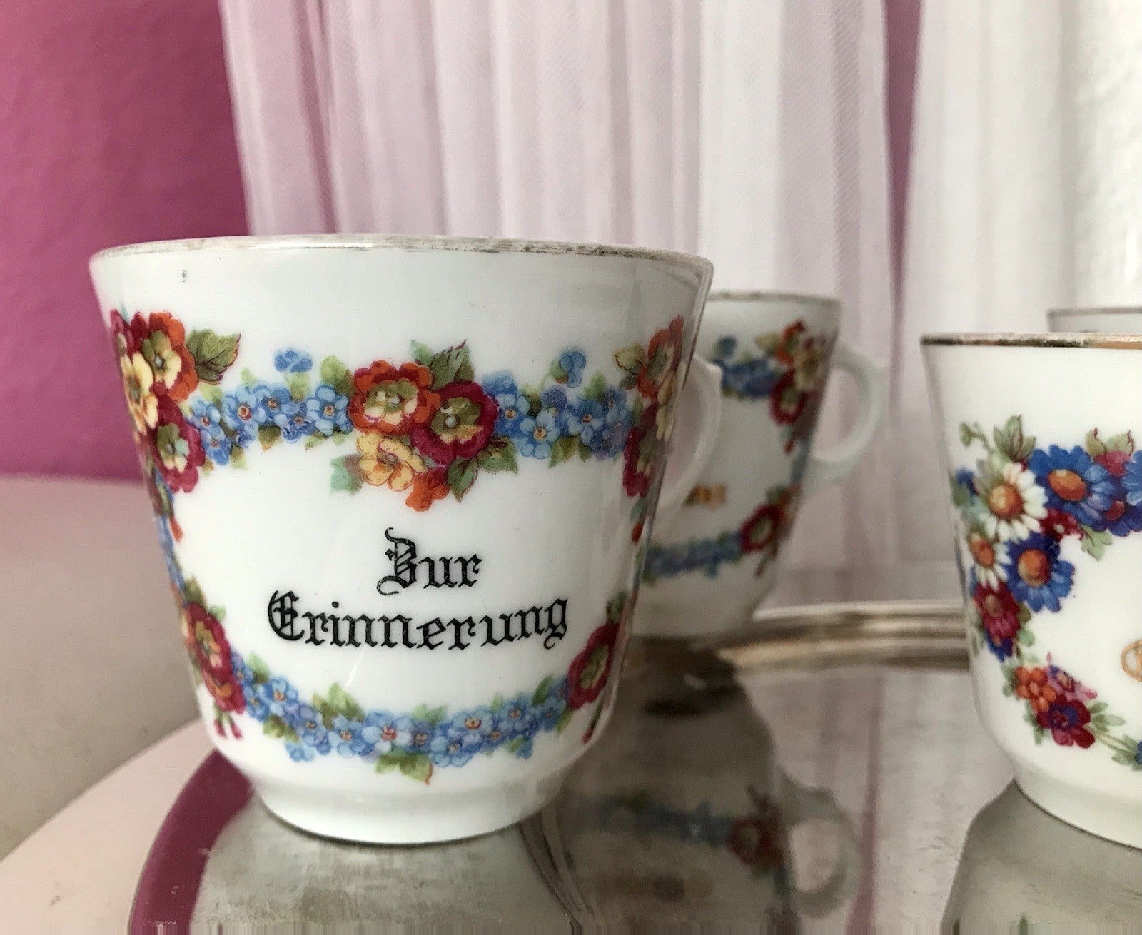 Antik Art Déco Porzellan 5x Kaffeetasse Tasse Reinecke Zur Erinnerung