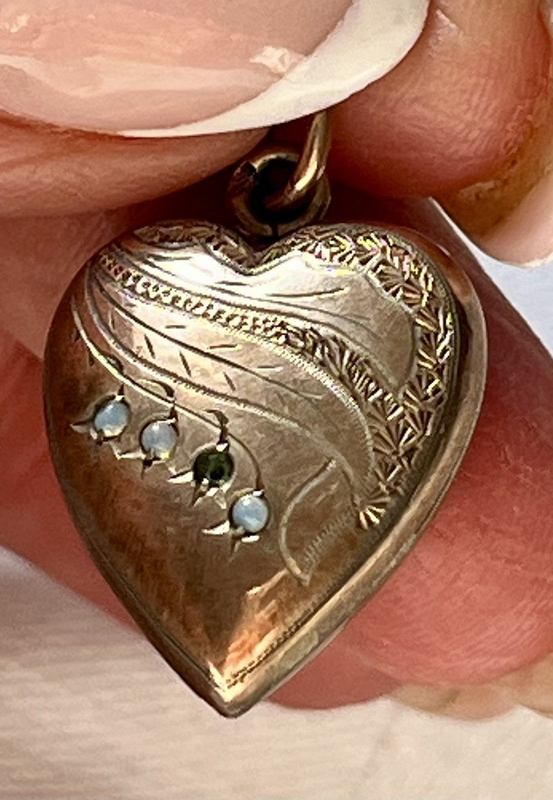 Antik Herz Kettenanhänger Anhänger Schaumgold? Walzgold? gold Doublè? Opale?