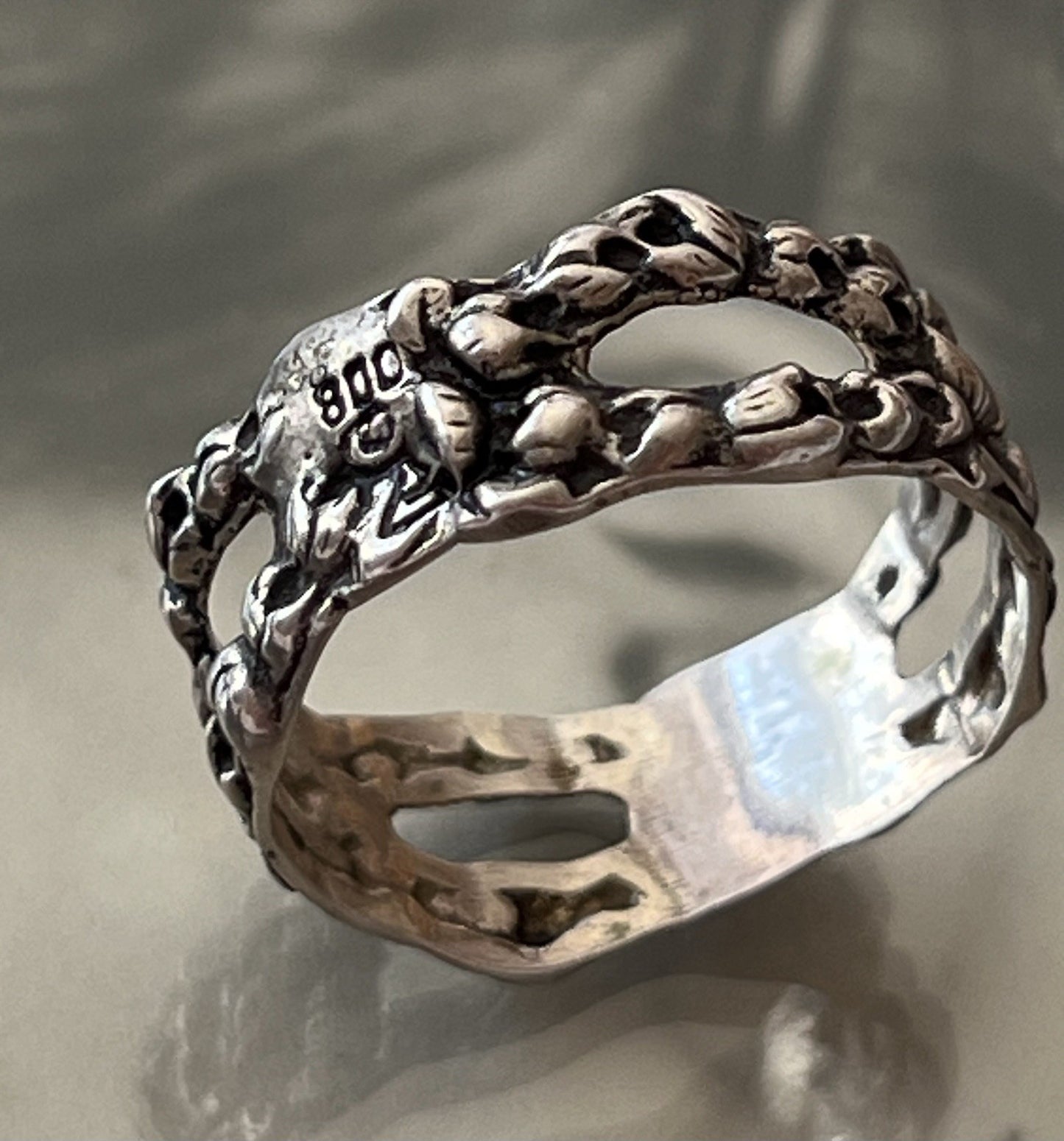 Antik Jugendstil Art Déco Bandring RING 800 Silber Gr.66 67 Durchbruchmuster