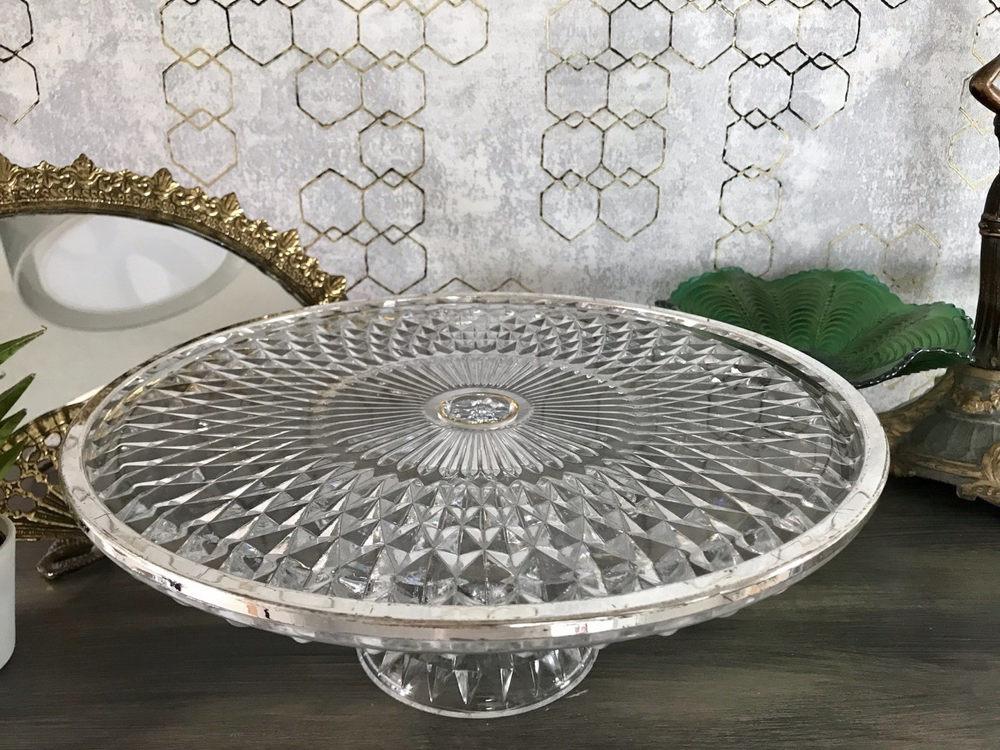 Vintage WMF Tortenständer Tortenplatte Glas Kristallglas Bleikristall Diadem